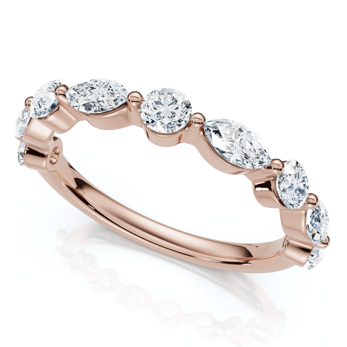 3/4Ct Marquise & Round Diamond Stacking Band 14k Gold or Platinum Lab Grown (E-F, VS)