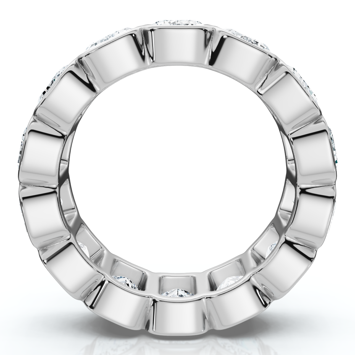 8Ct Emerald Cut Bezel Diamond Eternity Band 14k Gold/Pt Wedding Ring Lab Grown (E-F, VS)