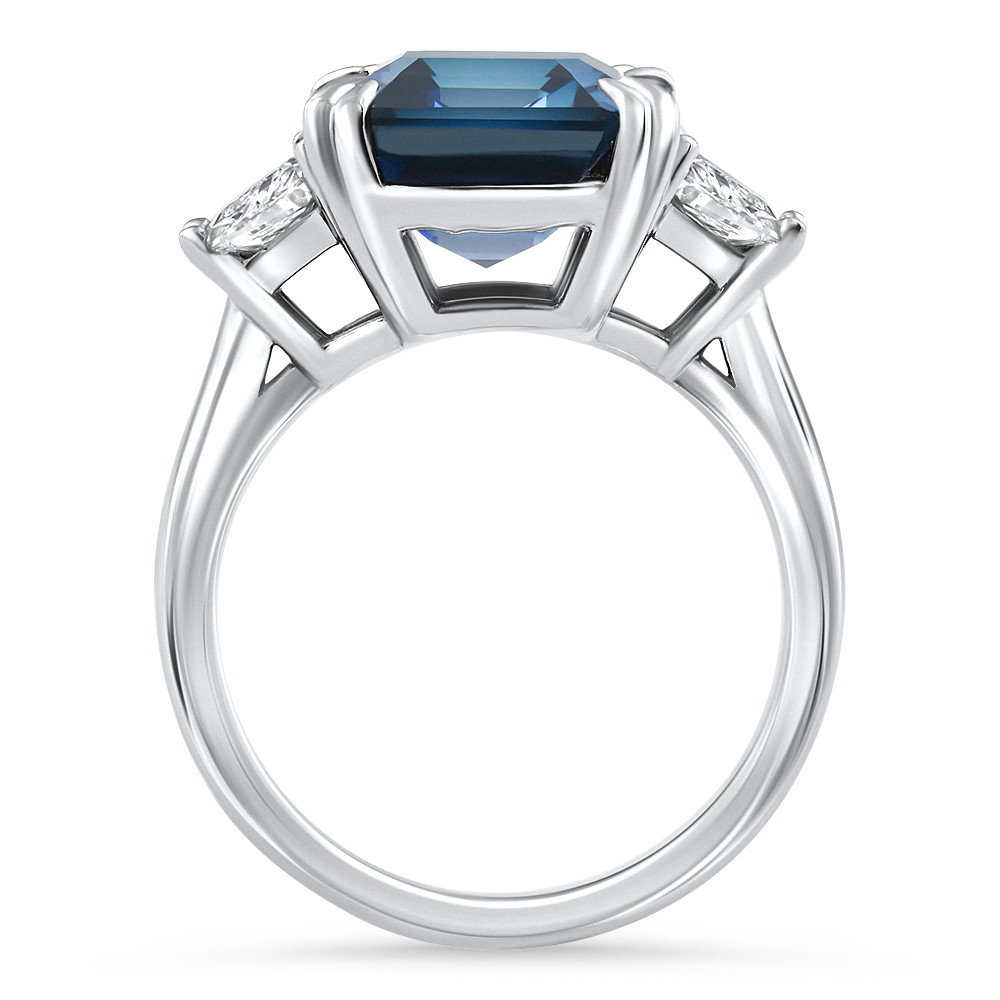 6Ct Blue Sapphire & Diamond Anniversary Engagement Ring 14k White Gold Lab Grown (E-F, VS)