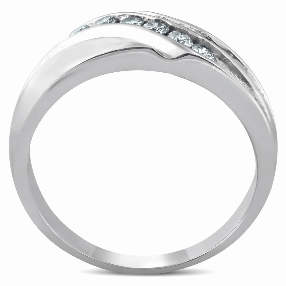 Mens 14K White Gold 1/4ct Diamond Wedding Ring High Polished Smooth Band (G-H, I1)