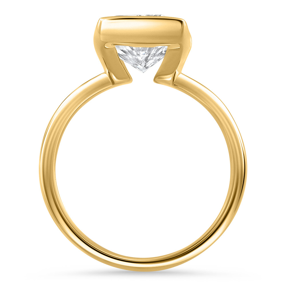 Certified 4Ct Radiant Cut Diamond Bezel Engagement Ring Yellow Gold Lab Grown (E-F, VS)