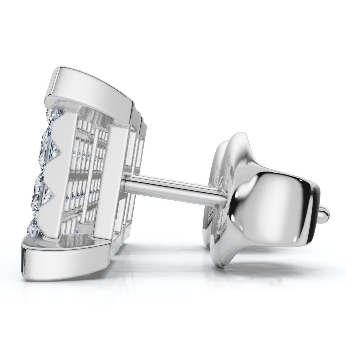 1/2ct Diamond Princess Cut Screw Back Studs Womens Earrings 10k White Gold 6.5mm (I-J, I2-I3)