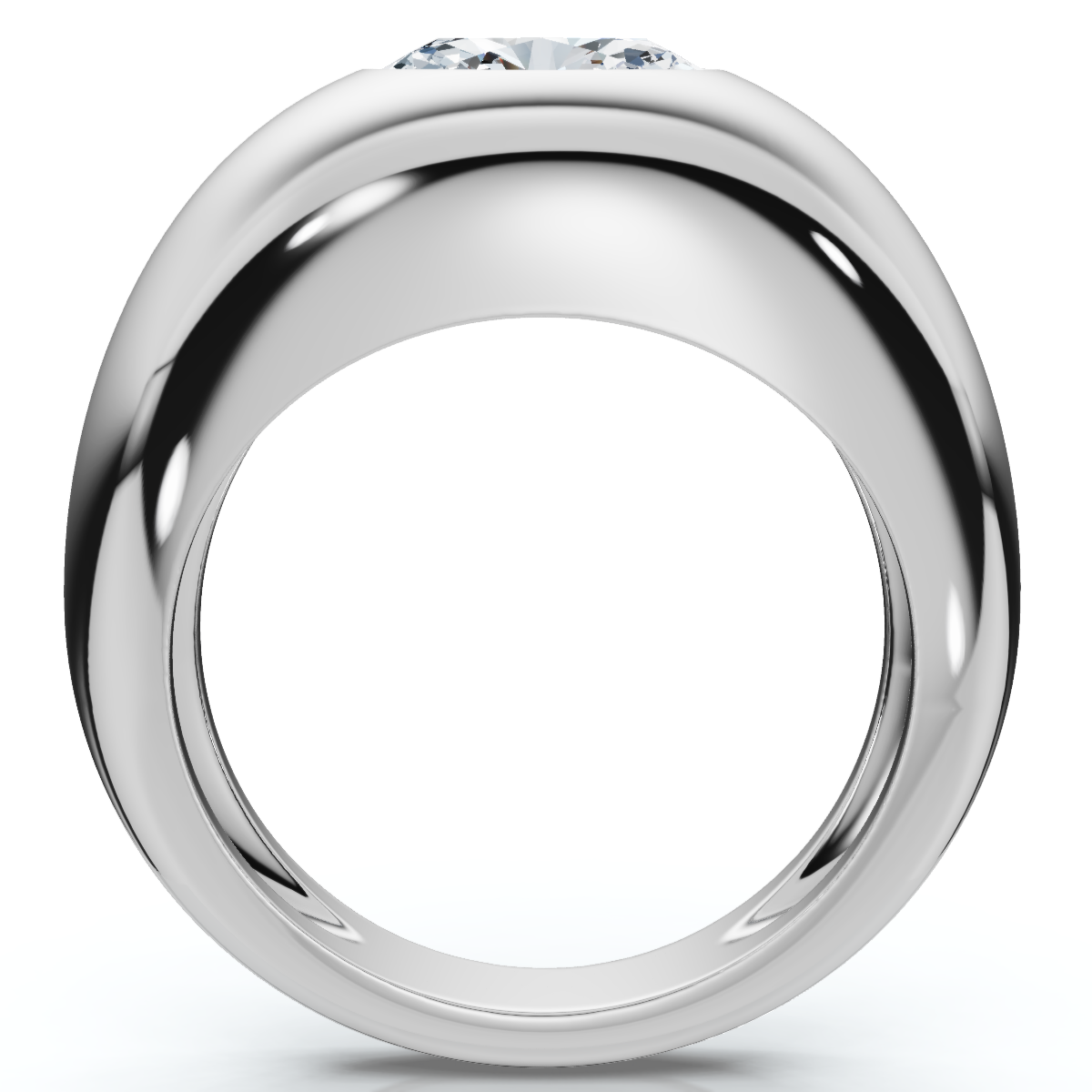 1Ct Sideways Oval Bezel Solitaire Stackable Dome Band Gold Lab Grown (E-F, VS)