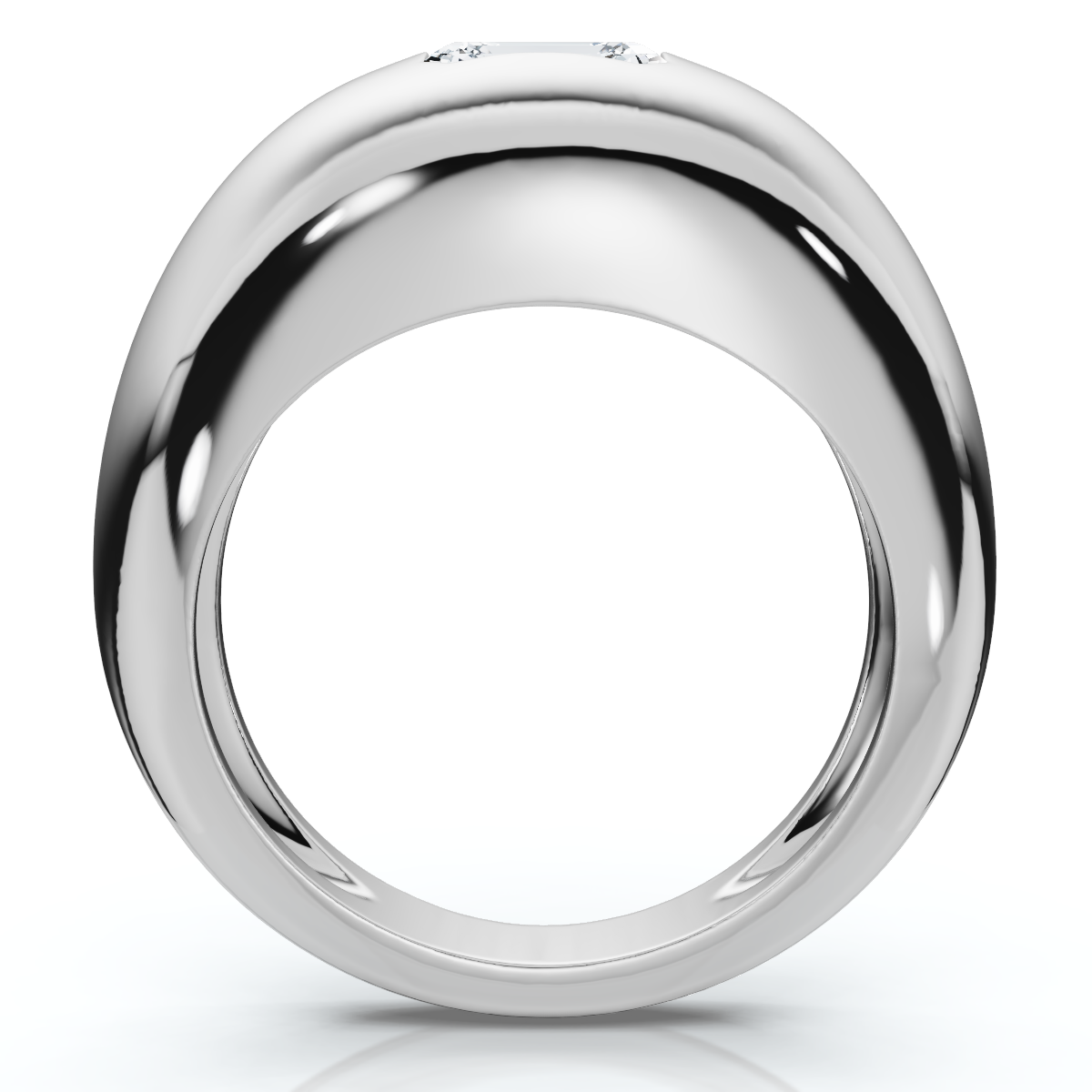 1/2Ct Sideways Emerald Bezel Stackable Dome Band 14k Gold Lab Grown EF/VS (E-F, VS)