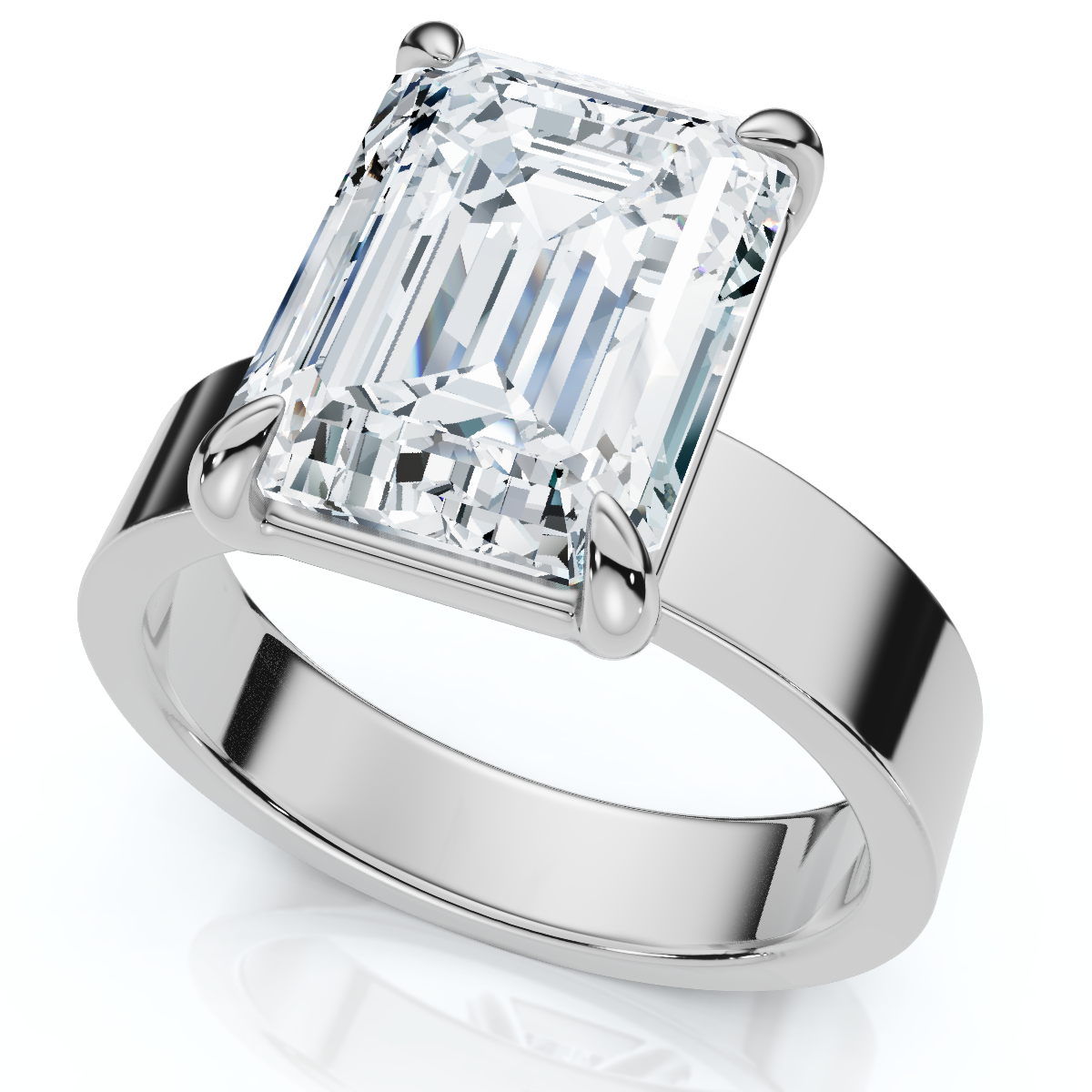 Certified 4Ct Emerald Diamond Cigar Band Engagement Ring Lab Grown (E-F, VS)