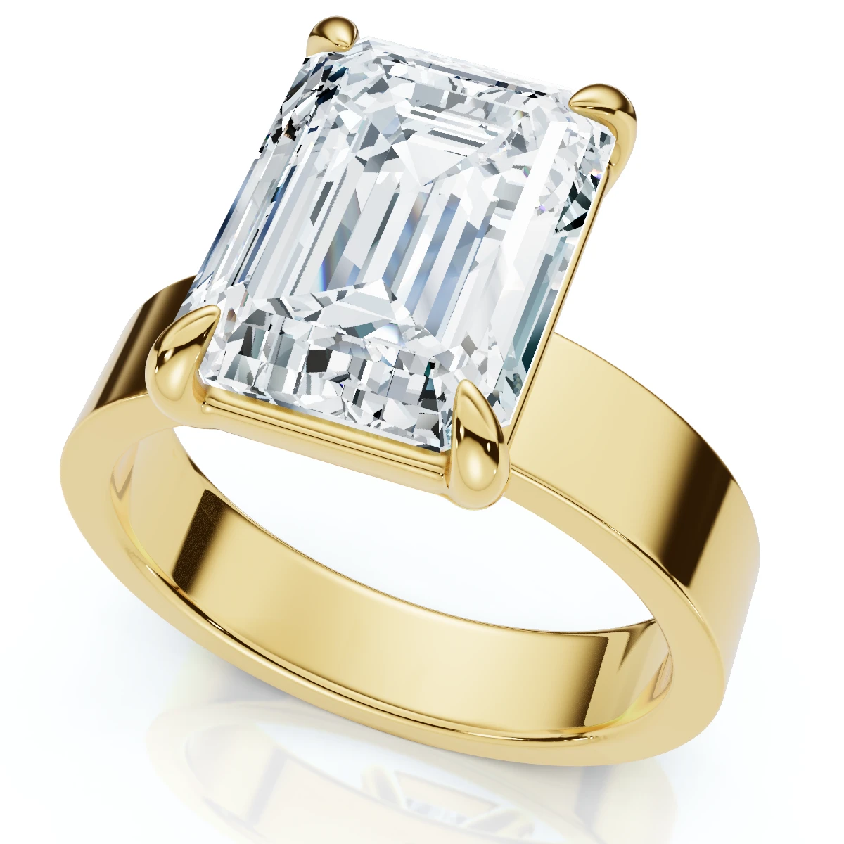 Certified 4Ct Emerald Diamond Cigar Band Engagement Ring Lab Grown (E-F, VS)