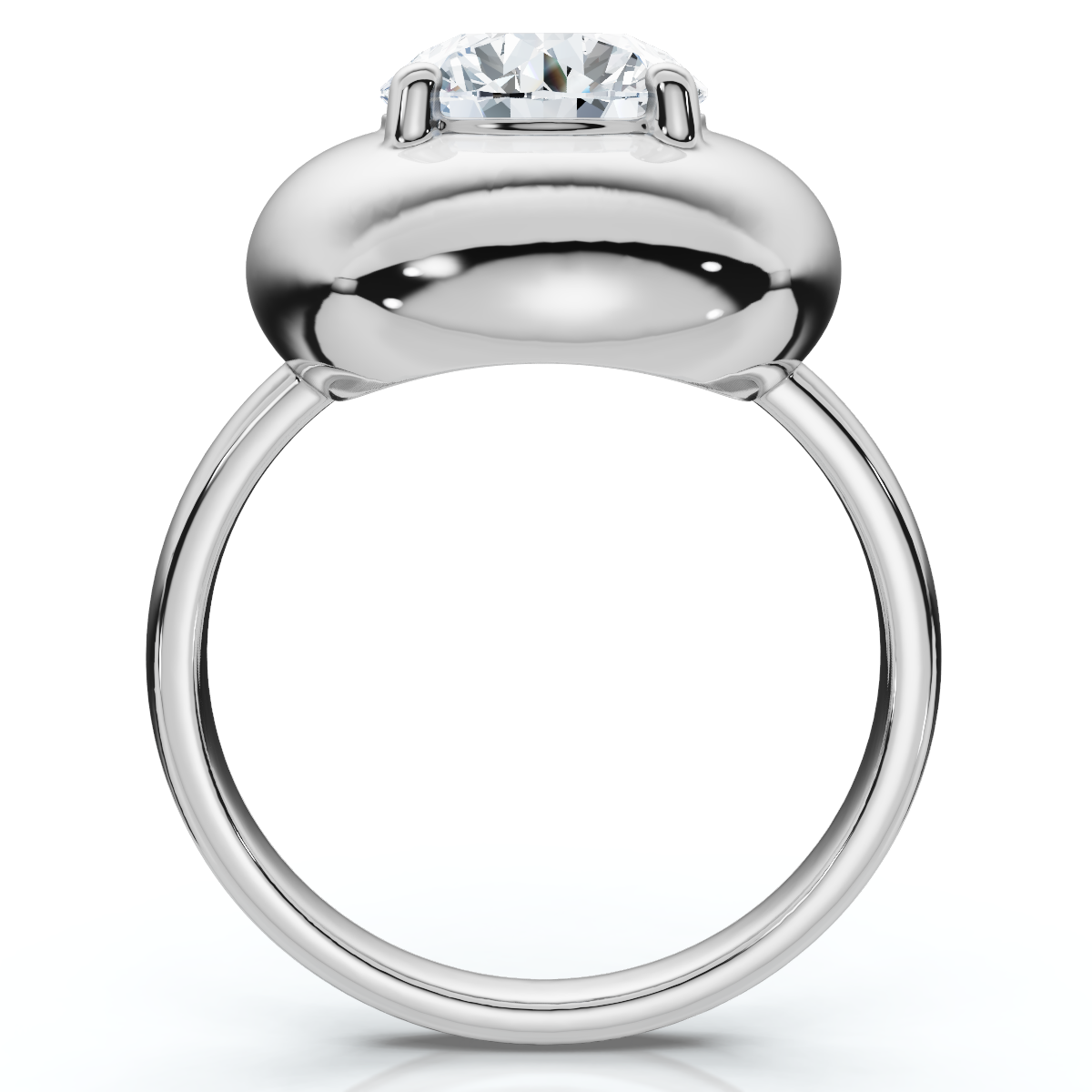 2Ct Diamond Bezel Stackable Button Engagement Ring Lab Grown (F-G, VS)