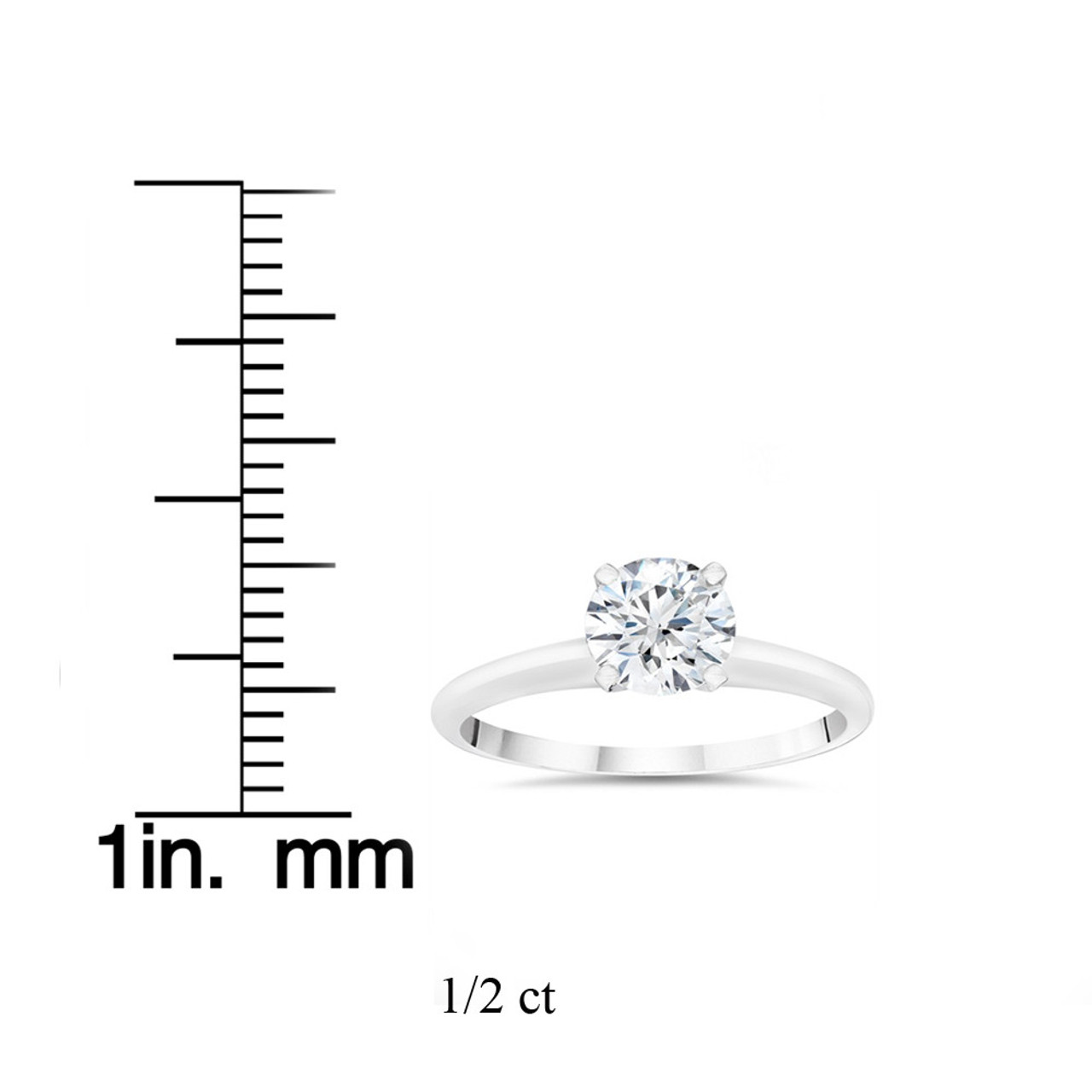 1/2ct Lab Created Diamond Solitaire Engagement Ring 14k White Gold (F-G, VS)