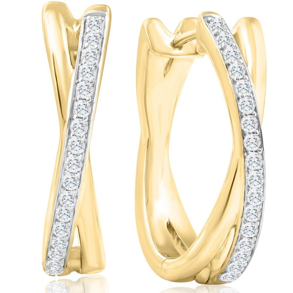 1/2Ct Diamond Hoops Yellow Gold 10grams Lab Grown 1" Tall Women's Earrings (G-H, VS)