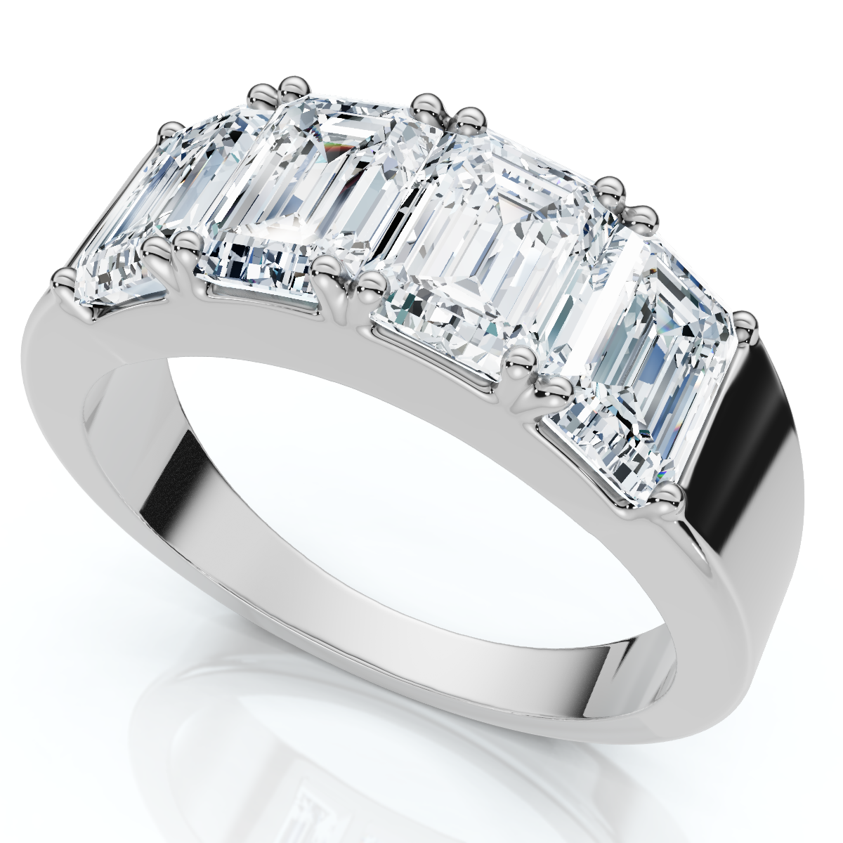 2 1/4Ct Tetrad Diamond Ring Emerald Cut Anniversary Band 14k Gold/Pt Lab Grown (E-F, VS)