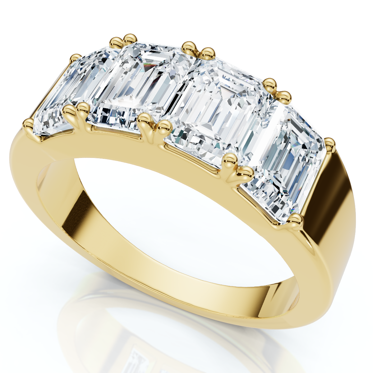 2 1/4Ct Tetrad Diamond Ring Emerald Cut Anniversary Band 14k Gold/Pt Lab Grown (E-F, VS)