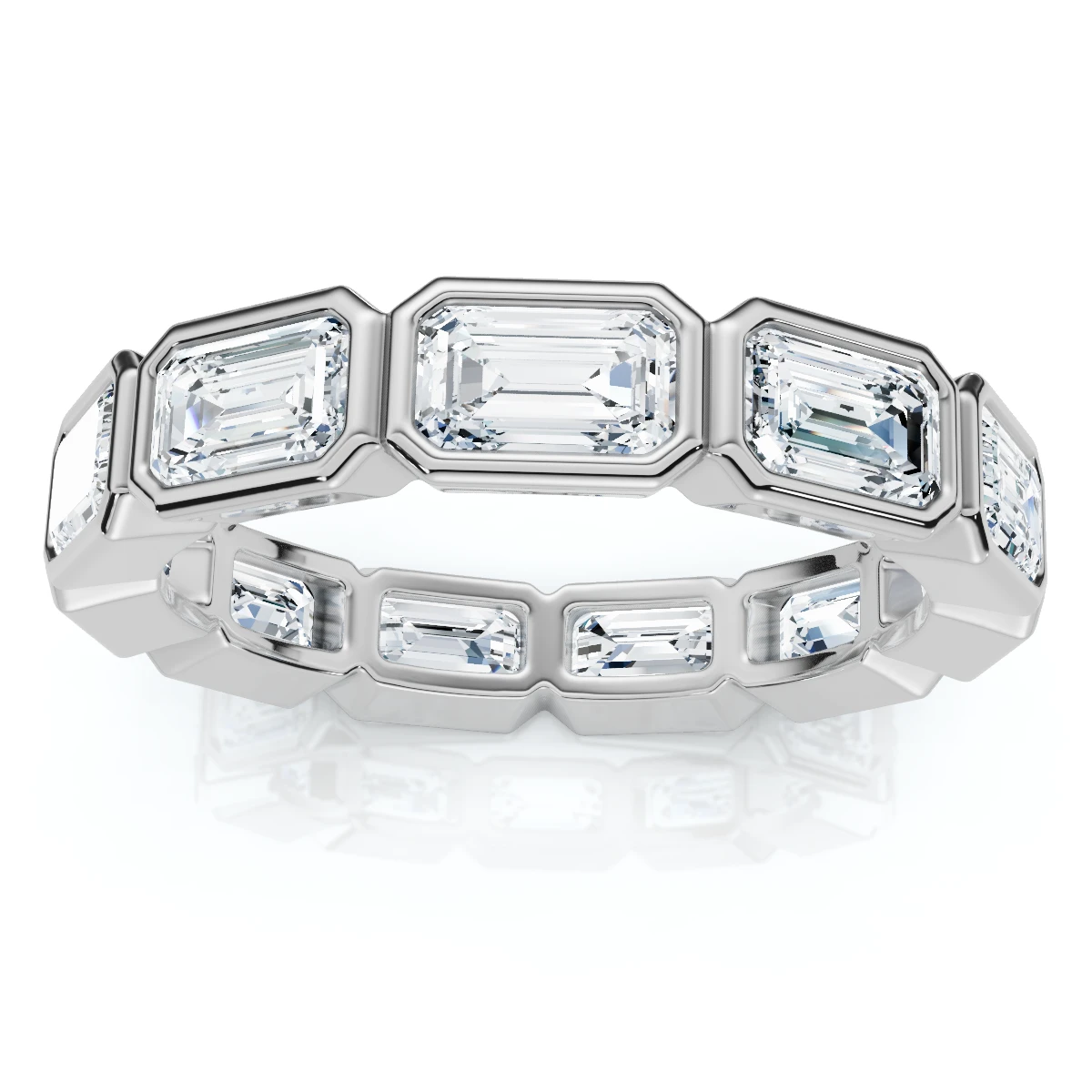 3Ct Emerald Cut Diamond East West Eternity Ring 14k Gold or Platinum Lab Grown (E-F, VS)