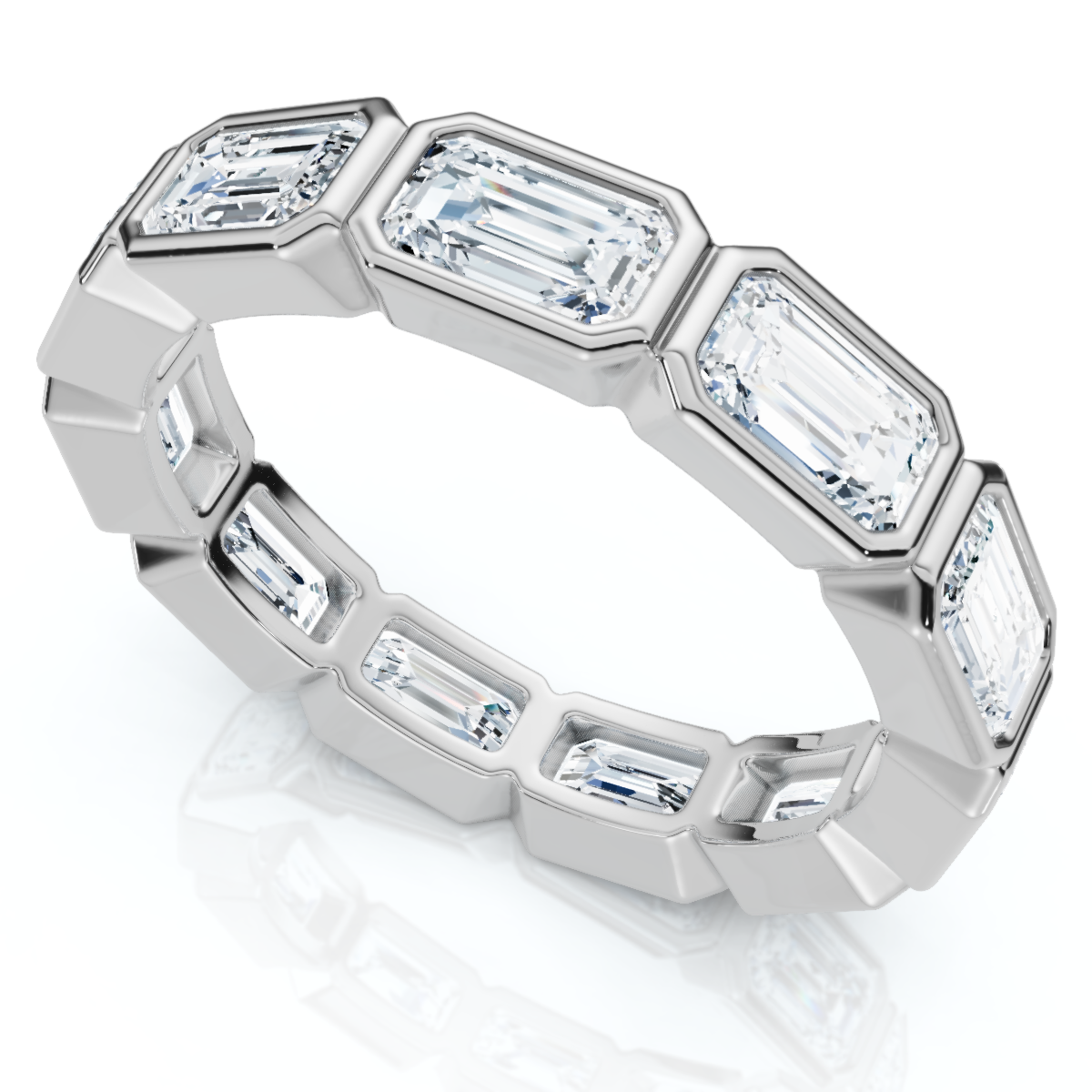 3Ct Emerald Cut Diamond East West Eternity Ring 14k Gold or Platinum Lab Grown (E-F, VS)