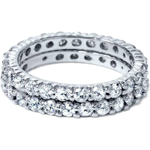 2ct Matching Diamond Eternity Wedding 14K Ring Set (G-H, I2-I3)