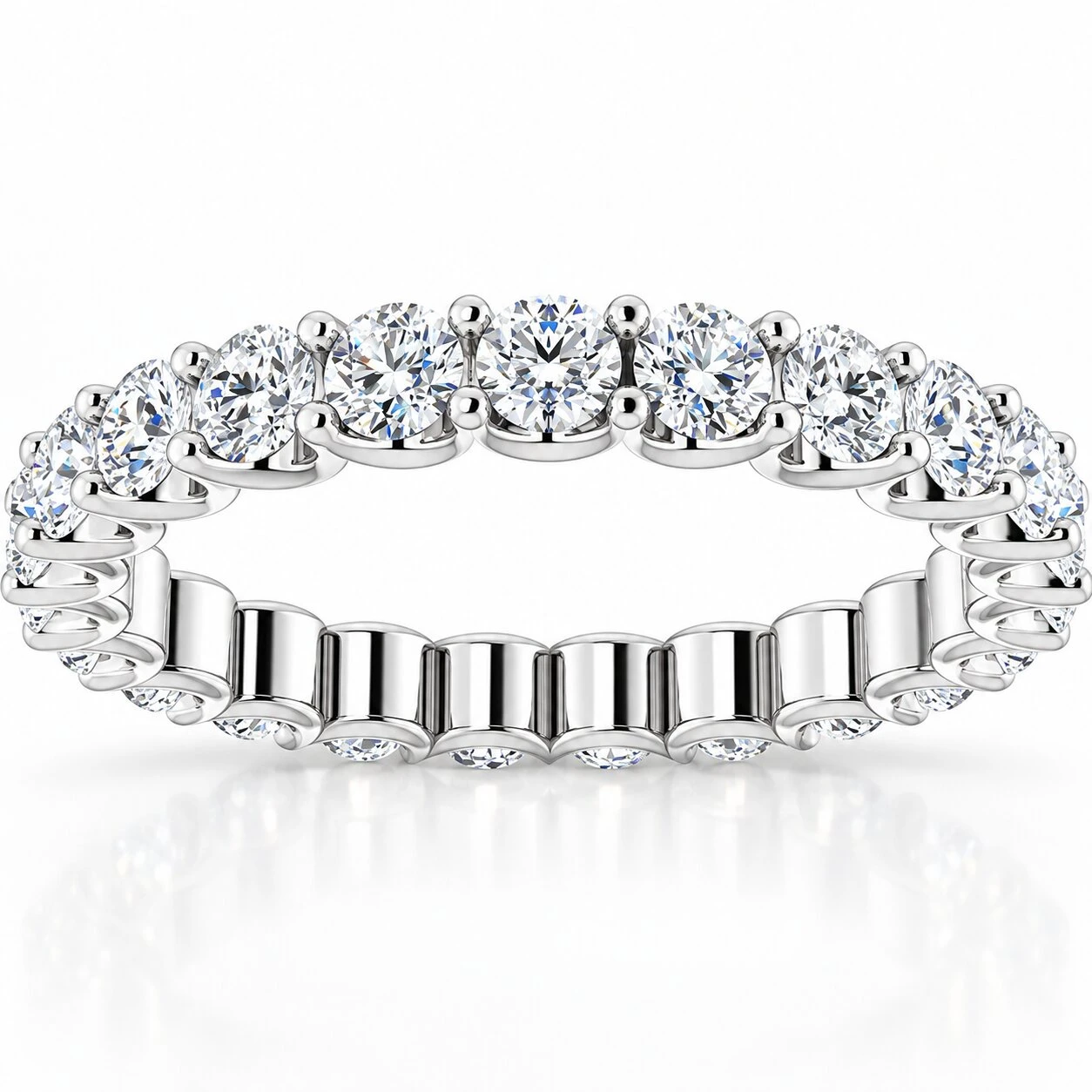 1 1/2Ct Natural Diamond Certified Eternity Ring Wedding 14k White Gold Size 4 (K-L, I2-I3)