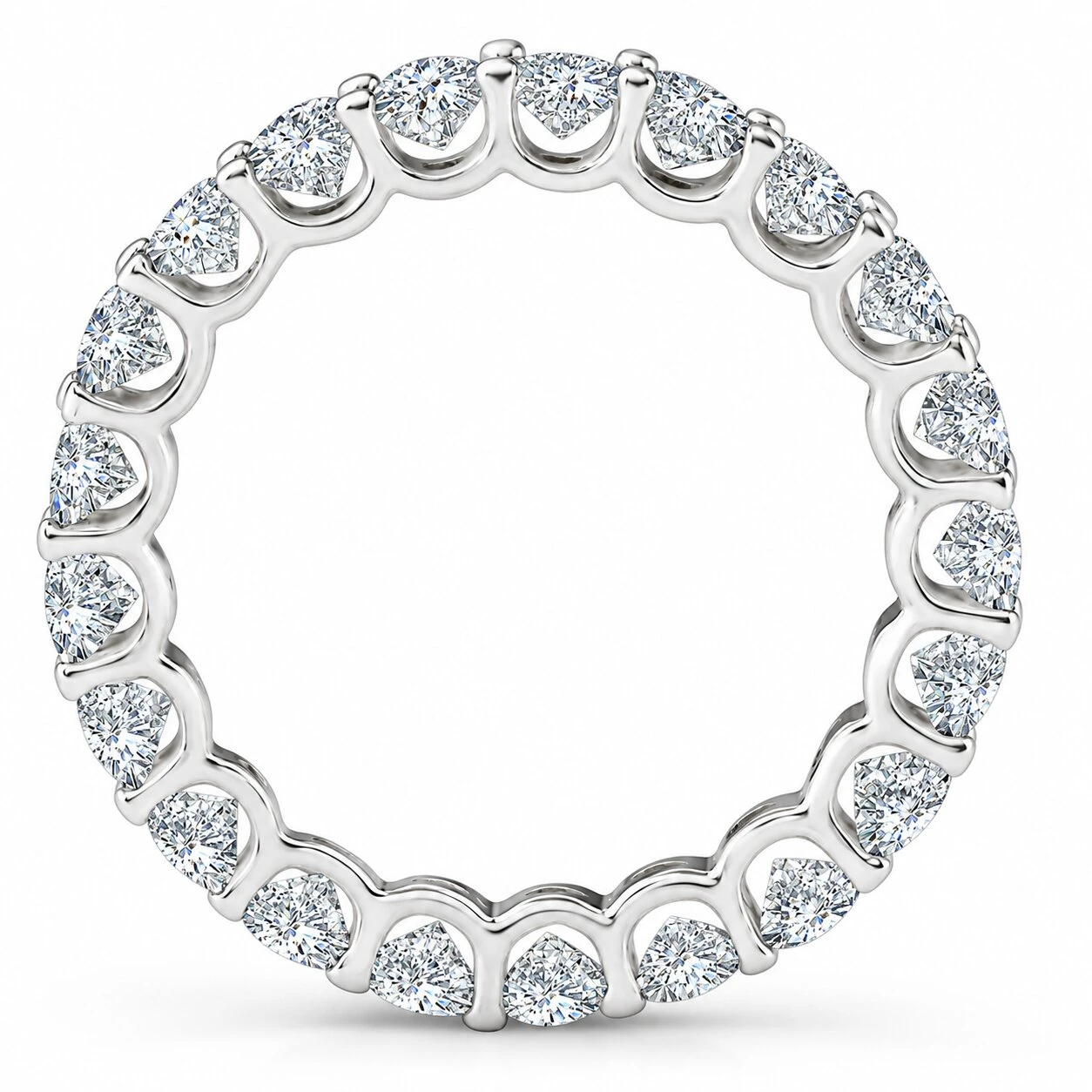 1 1/2Ct Natural Diamond Certified Eternity Ring Wedding 14k White Gold Size 4 (K-L, I2-I3)
