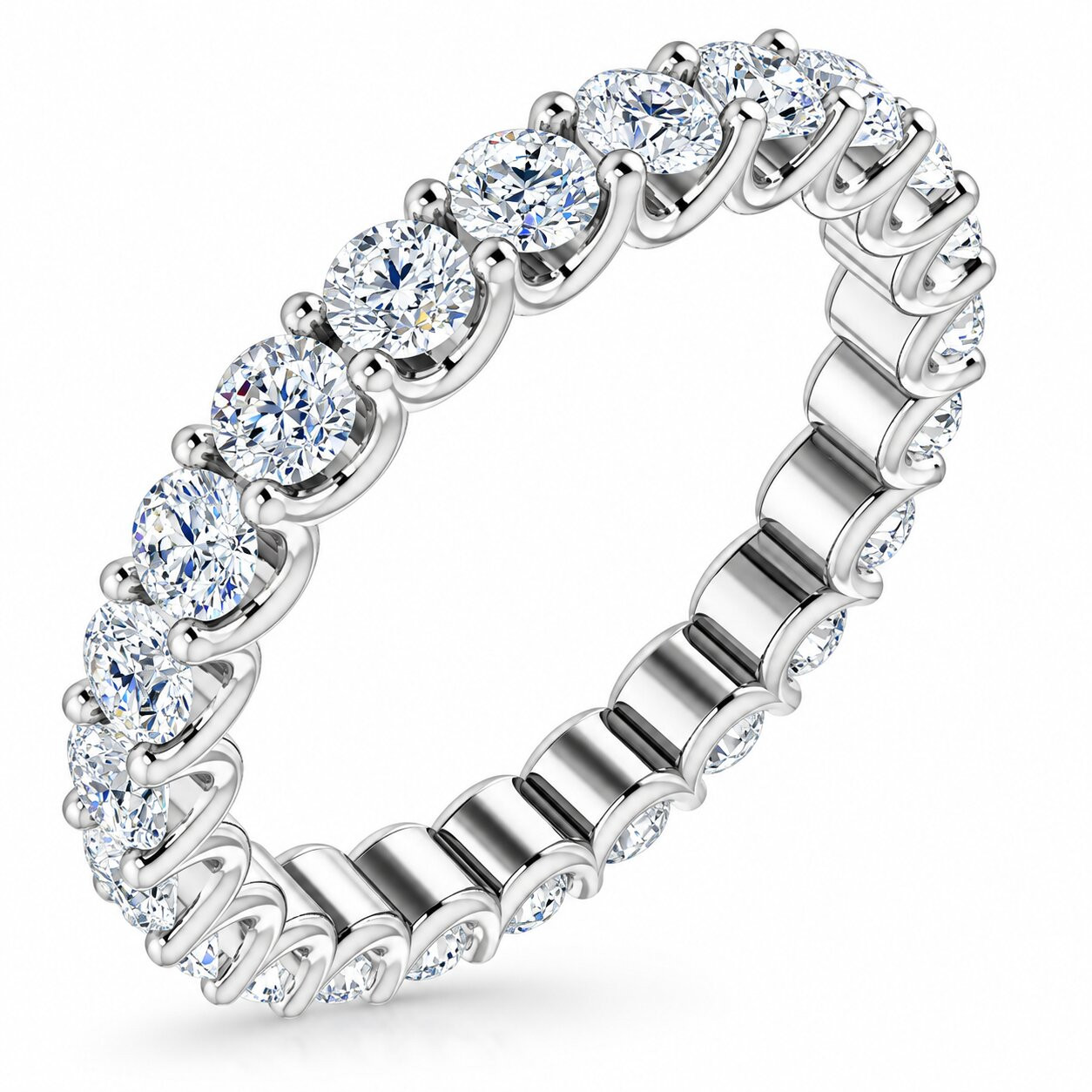 1 1/2Ct Natural Diamond Certified Eternity Ring Wedding 14k White Gold Size 4 (K-L, I2-I3)