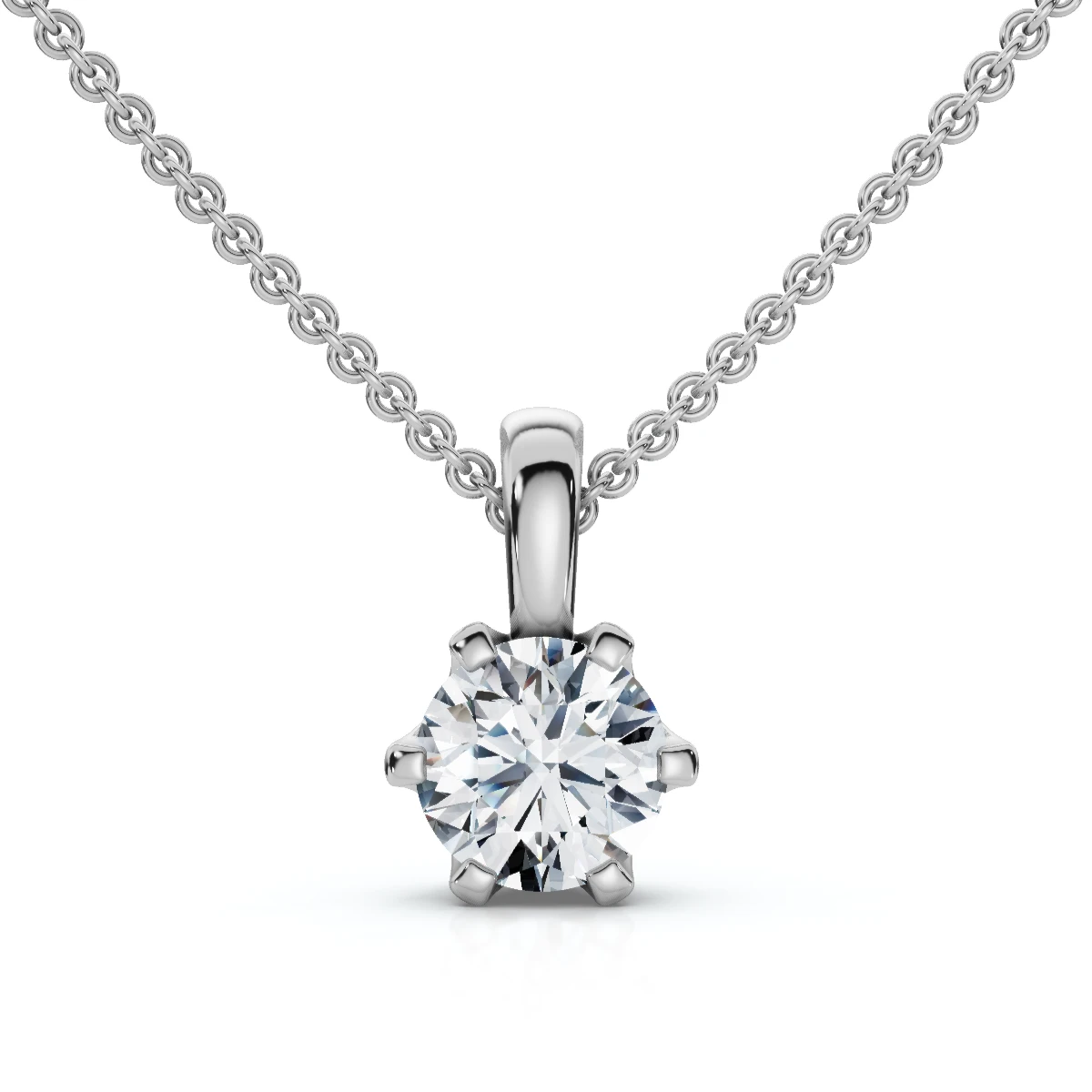 1/4Ct Round Solitaire Brilliant Cut Lab Grown Diamond Pendant 18" Necklace (E-F, VS)