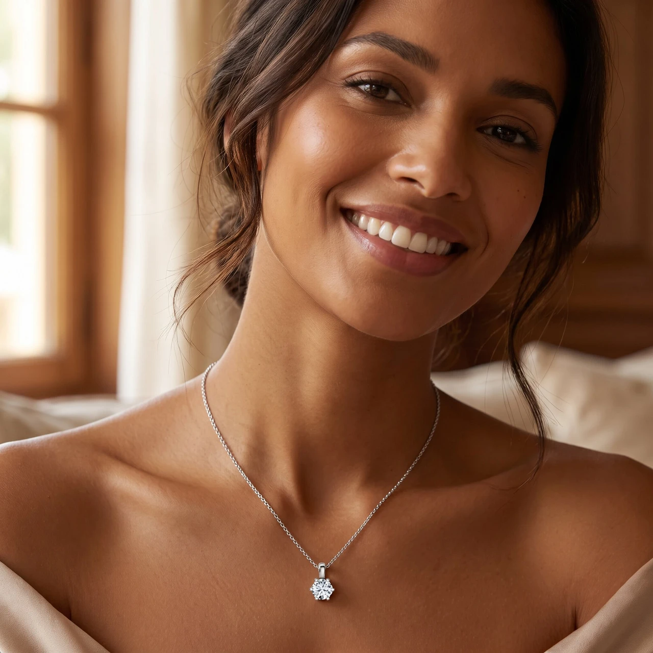 1/4Ct Round Solitaire Brilliant Cut Lab Grown Diamond Pendant 18" Necklace (E-F, VS)