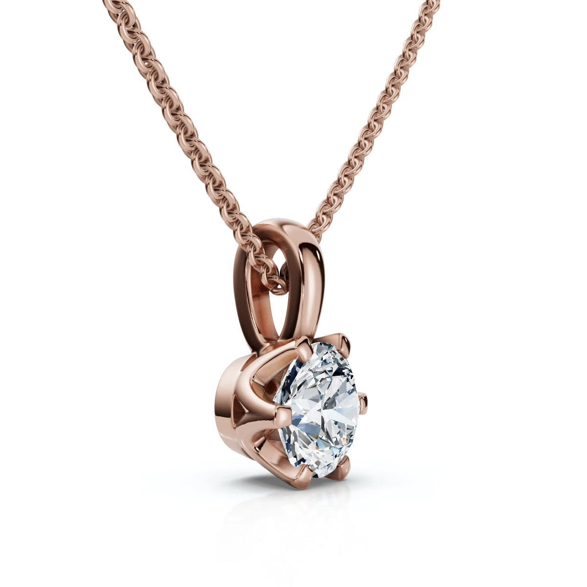 1/4Ct Round Solitaire Brilliant Cut Lab Grown Diamond Pendant 18" Necklace (E-F, VS)