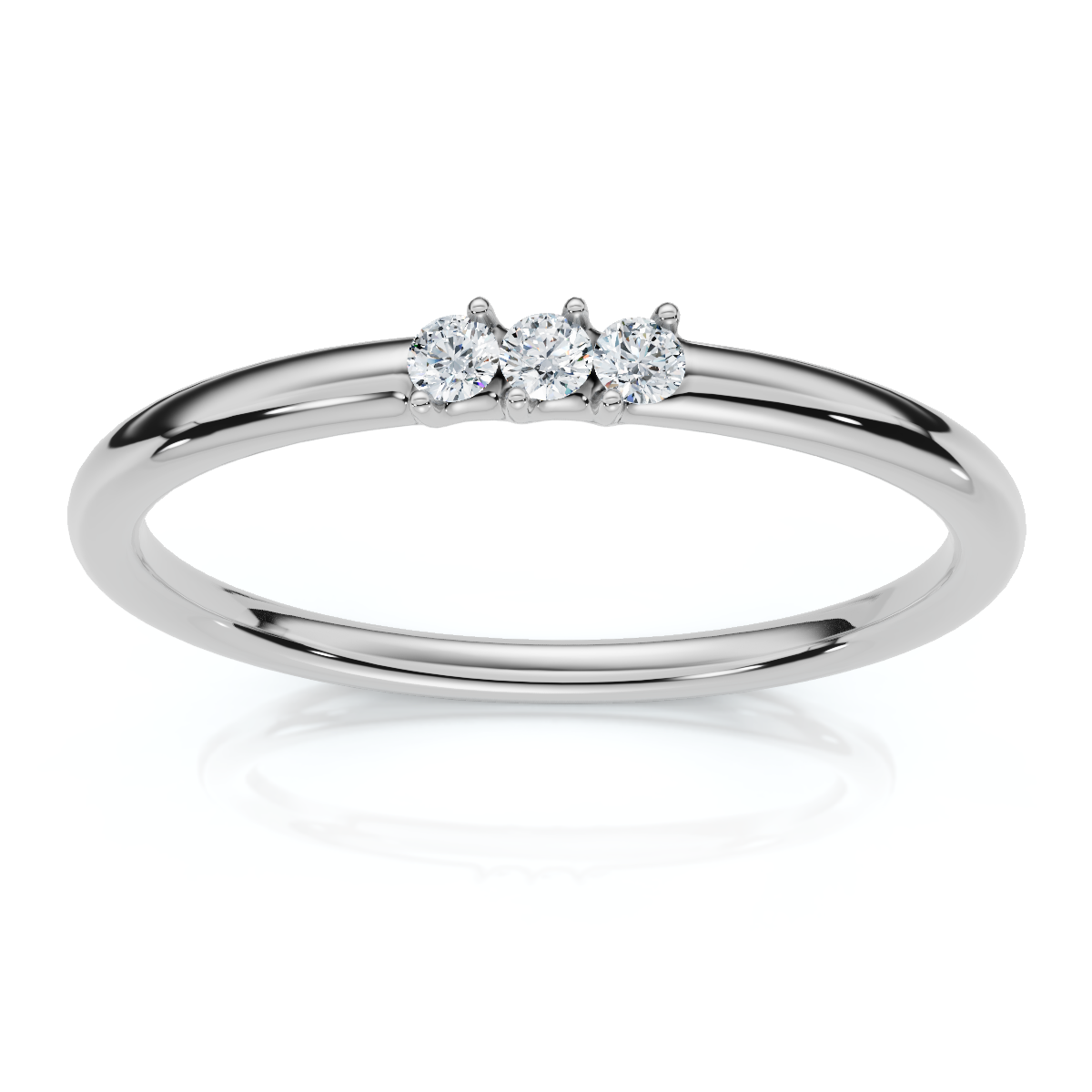 Delicate Diamond 3-Stone Minimalist Anniversary Wedding Ring 14k Gold Lab Grown (E-F, VS)