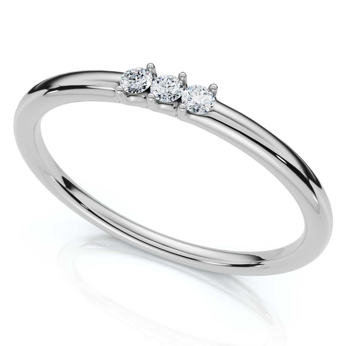 Delicate Diamond 3-Stone Minimalist Anniversary Wedding Ring 14k Gold Lab Grown (E-F, VS)