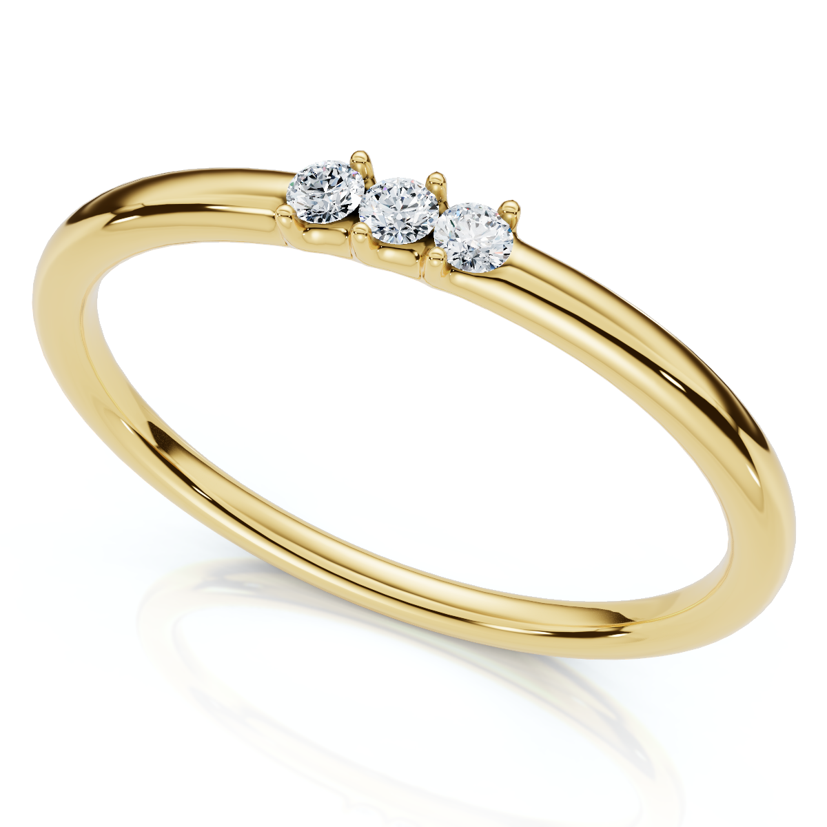 Delicate Diamond 3-Stone Minimalist Anniversary Wedding Ring 14k Gold Lab Grown (E-F, VS)