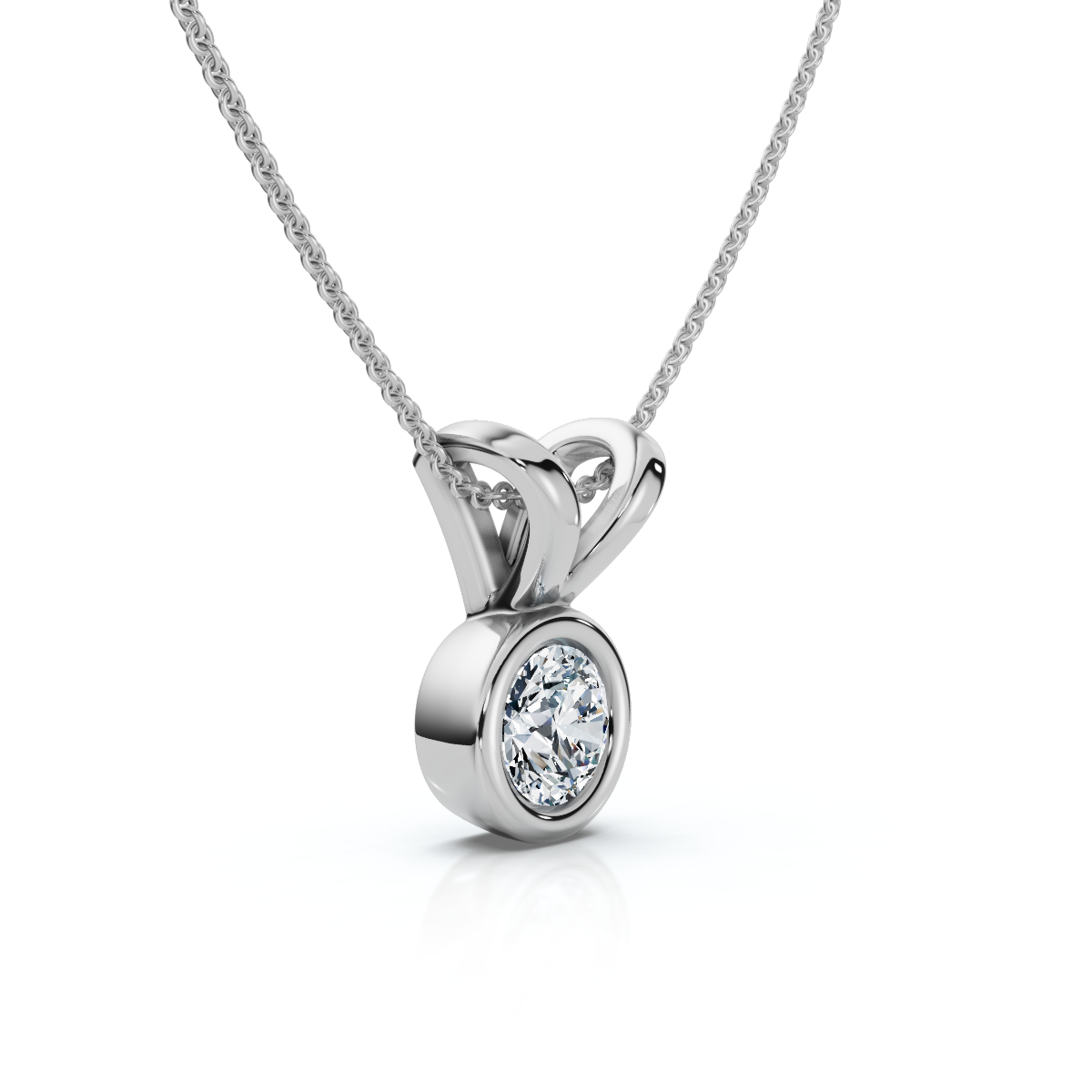 Dainty Stackable Solitaire Bezel Diamond Pendant 14k Gold Lab Grown EF/VS (E-F, VS)