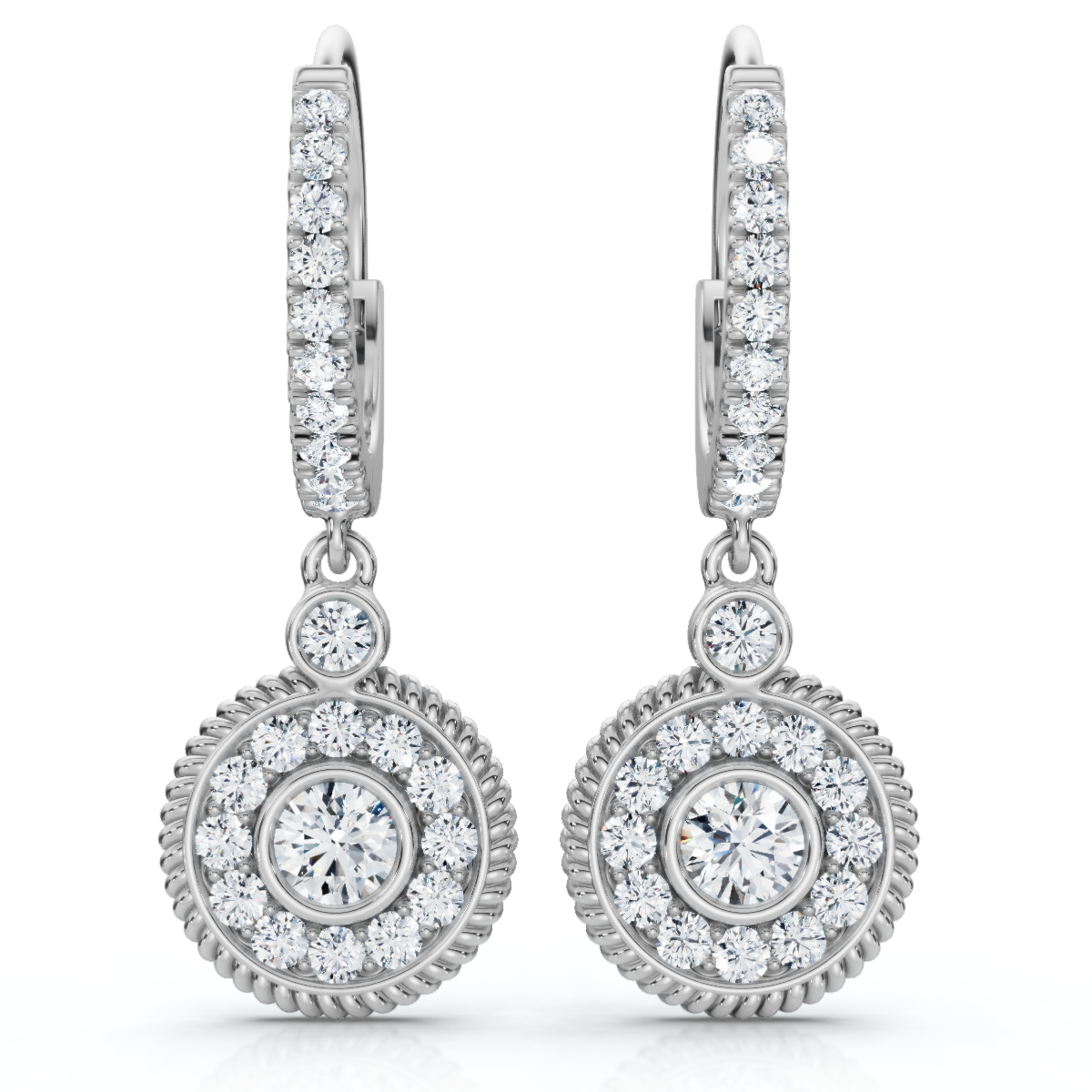 3/4Ct Dangle Diamond Earrings 1 1/10" Tall Lab Grown 14k Gold EF/VS (F-G, VS)