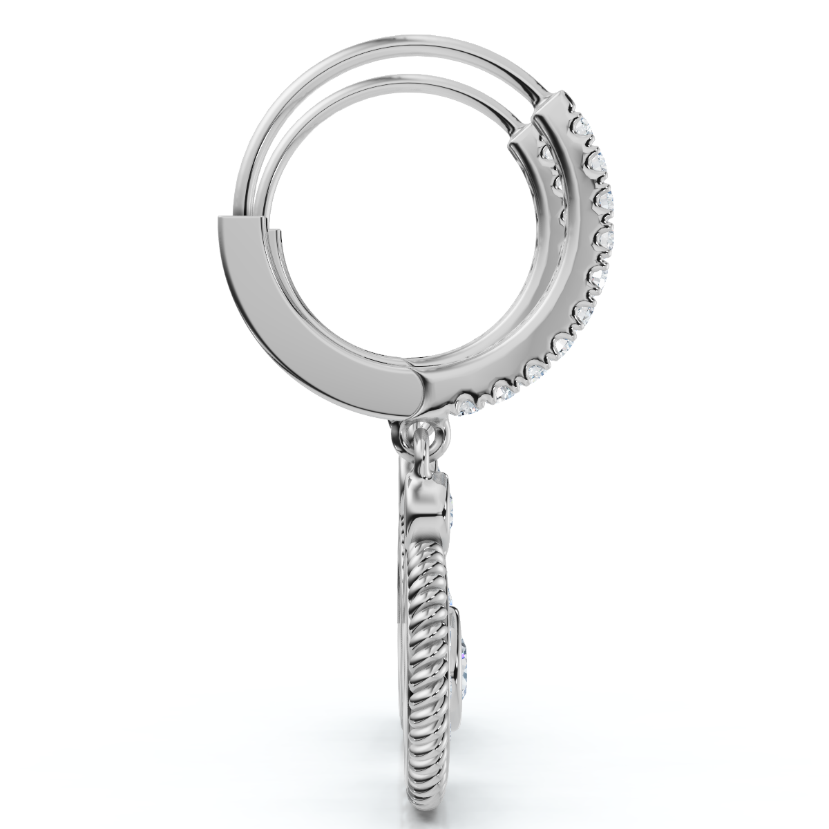 3/4Ct Dangle Diamond Earrings 1 1/10" Tall Lab Grown 14k Gold EF/VS (F-G, VS)