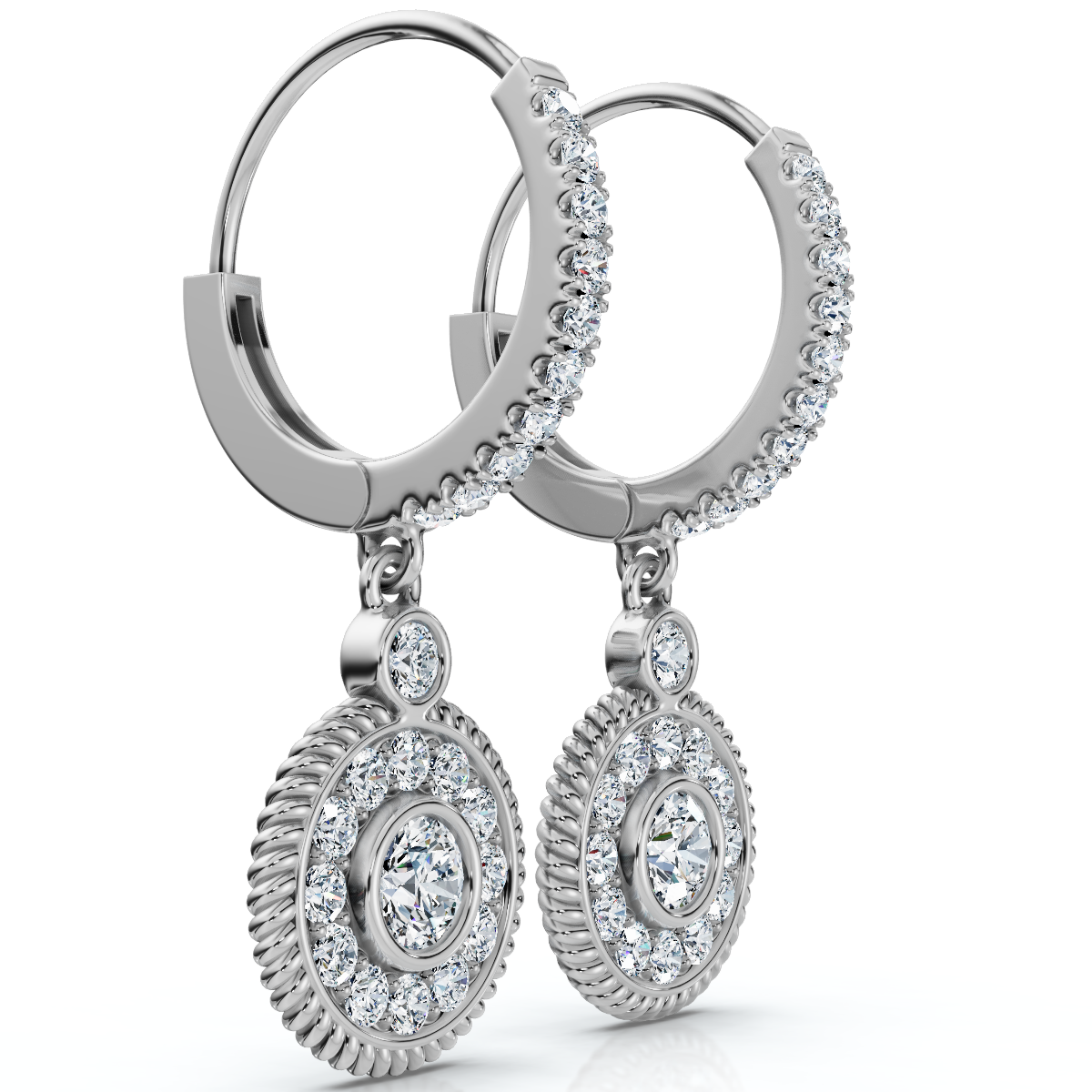 3/4Ct Dangle Diamond Earrings 1 1/10" Tall Lab Grown 14k Gold EF/VS (F-G, VS)