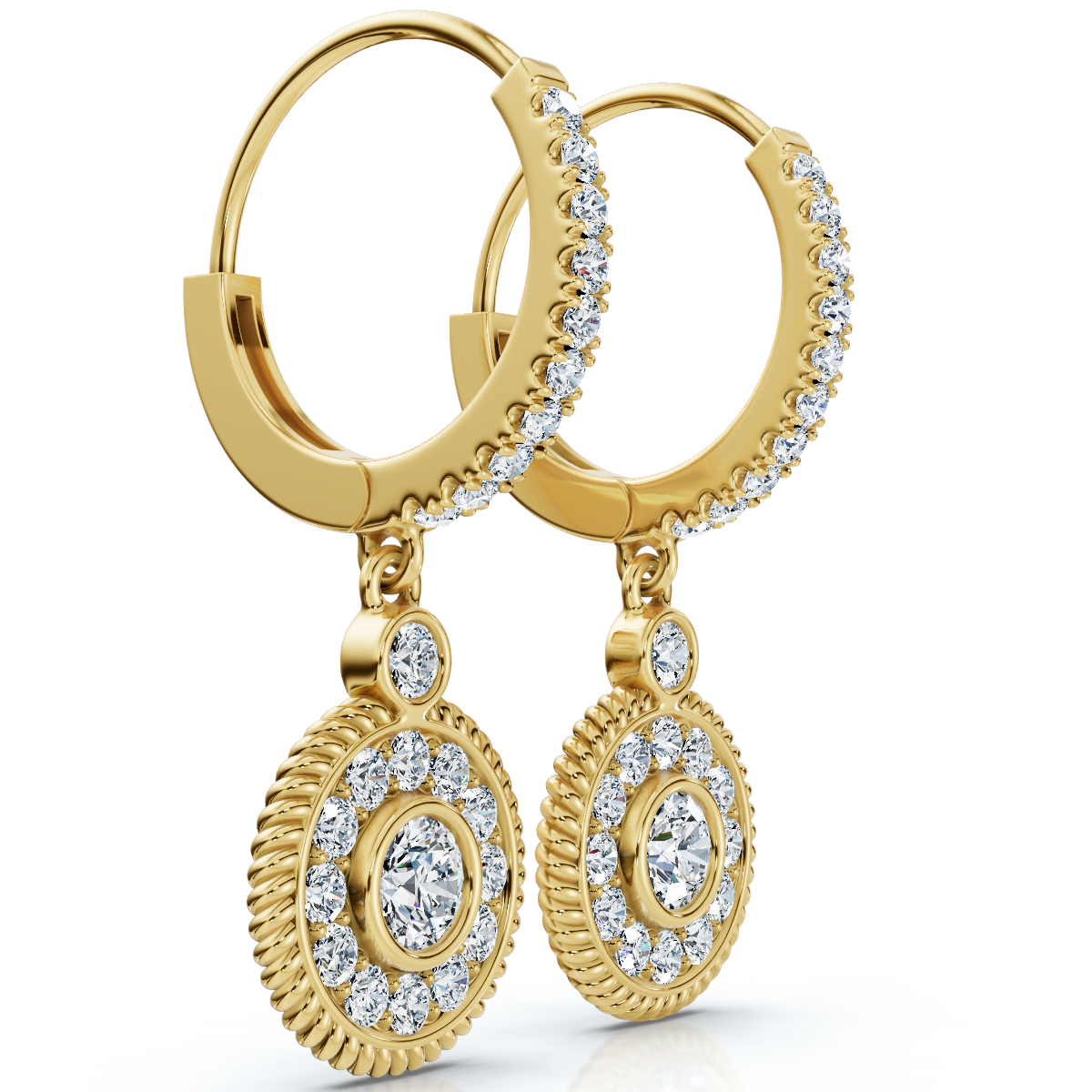 3/4Ct Dangle Diamond Earrings 1 1/10" Tall Lab Grown 14k Gold EF/VS (F-G, VS)