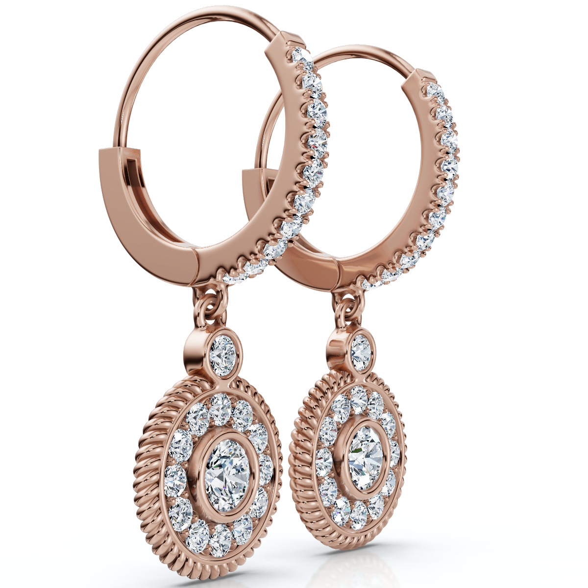 3/4Ct Dangle Diamond Earrings 1 1/10" Tall Lab Grown 14k Gold EF/VS (F-G, VS)