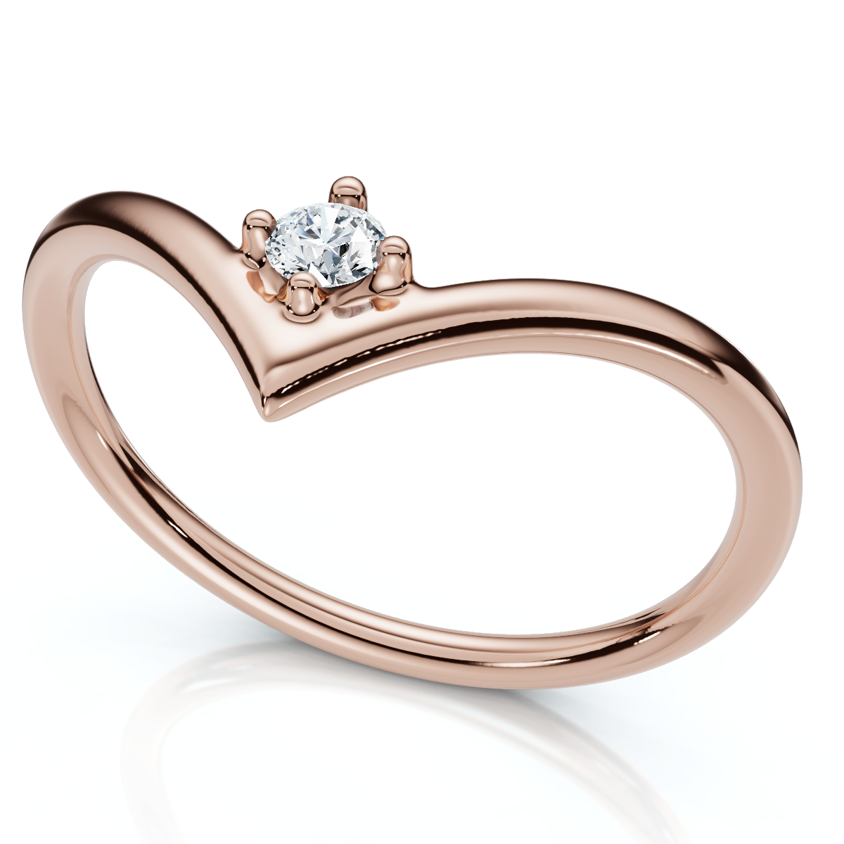 Diamond Stackable Chevron Wedding Ring 14k Gold Lab Grown (E-F, VS)