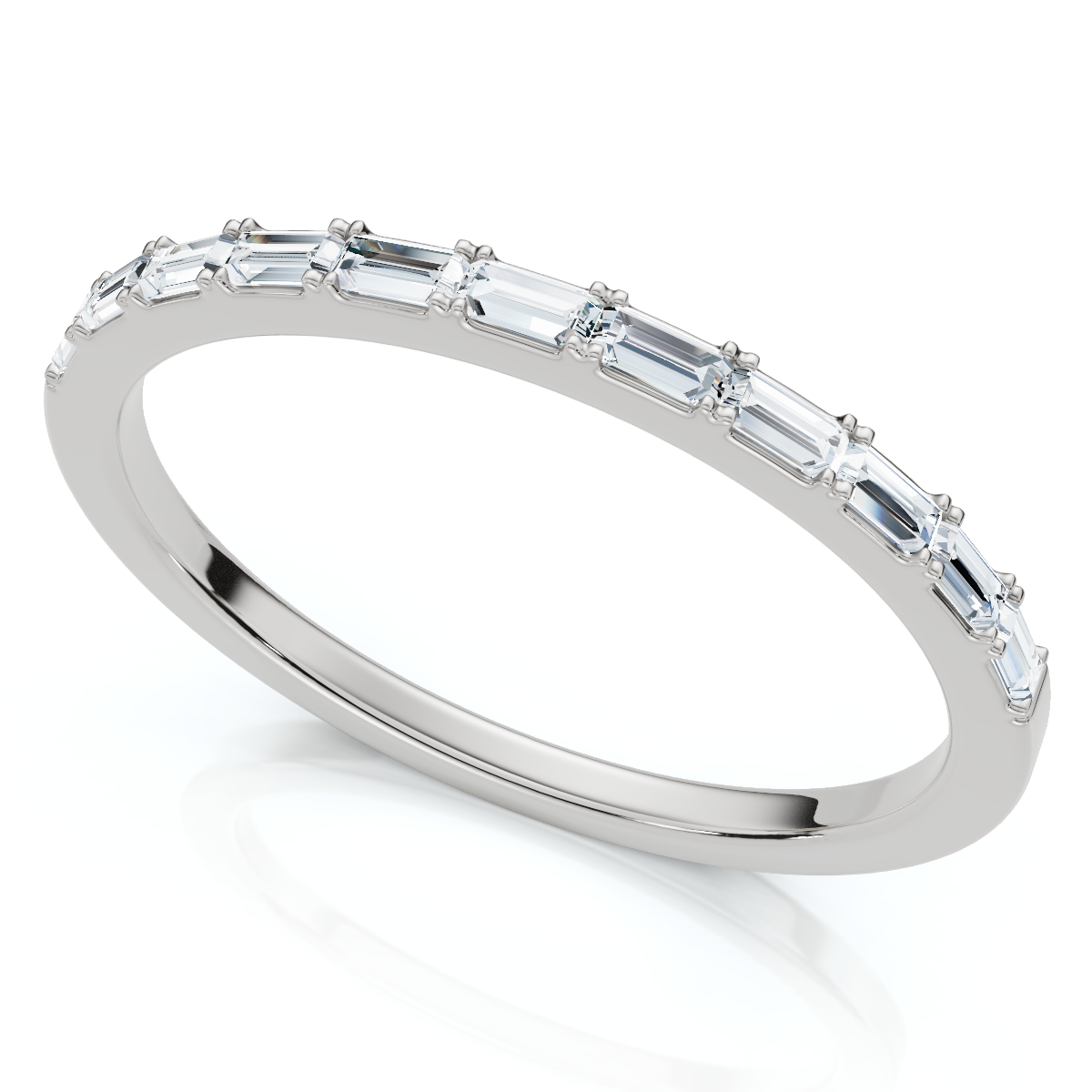 Thin Baguette Diamond Stackable Women's Wedding Ring 14k Gold Lab Grown (E-F, VS)