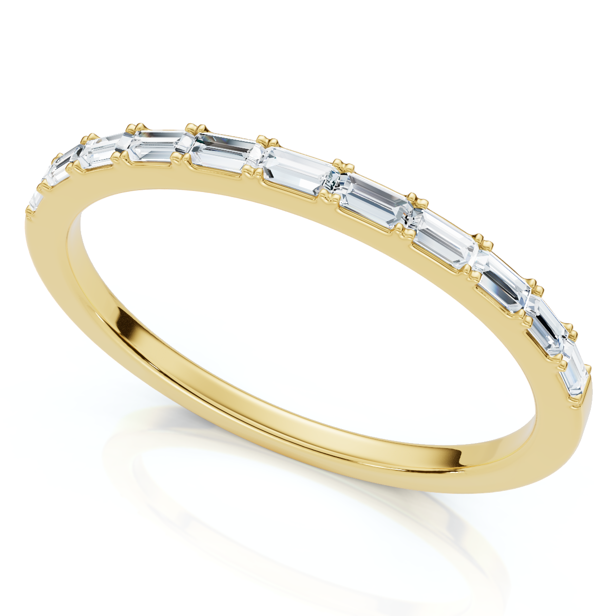 Thin Baguette Diamond Stackable Women's Wedding Ring 14k Gold Lab Grown (E-F, VS)