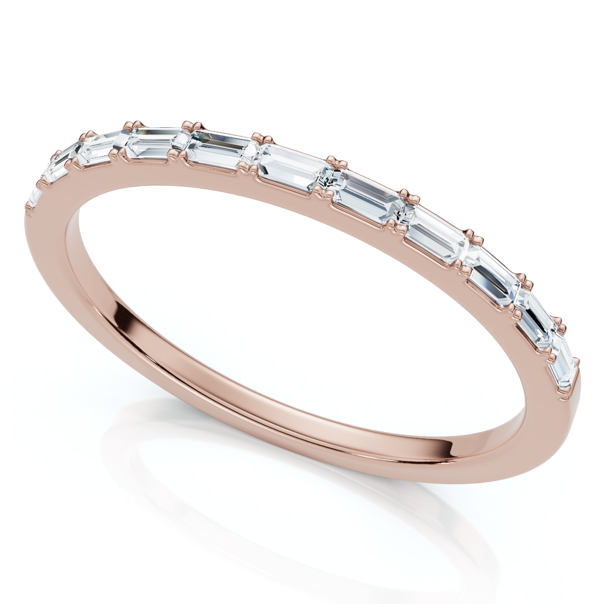 Thin Baguette Diamond Stackable Women's Wedding Ring 14k Gold Lab Grown (E-F, VS)