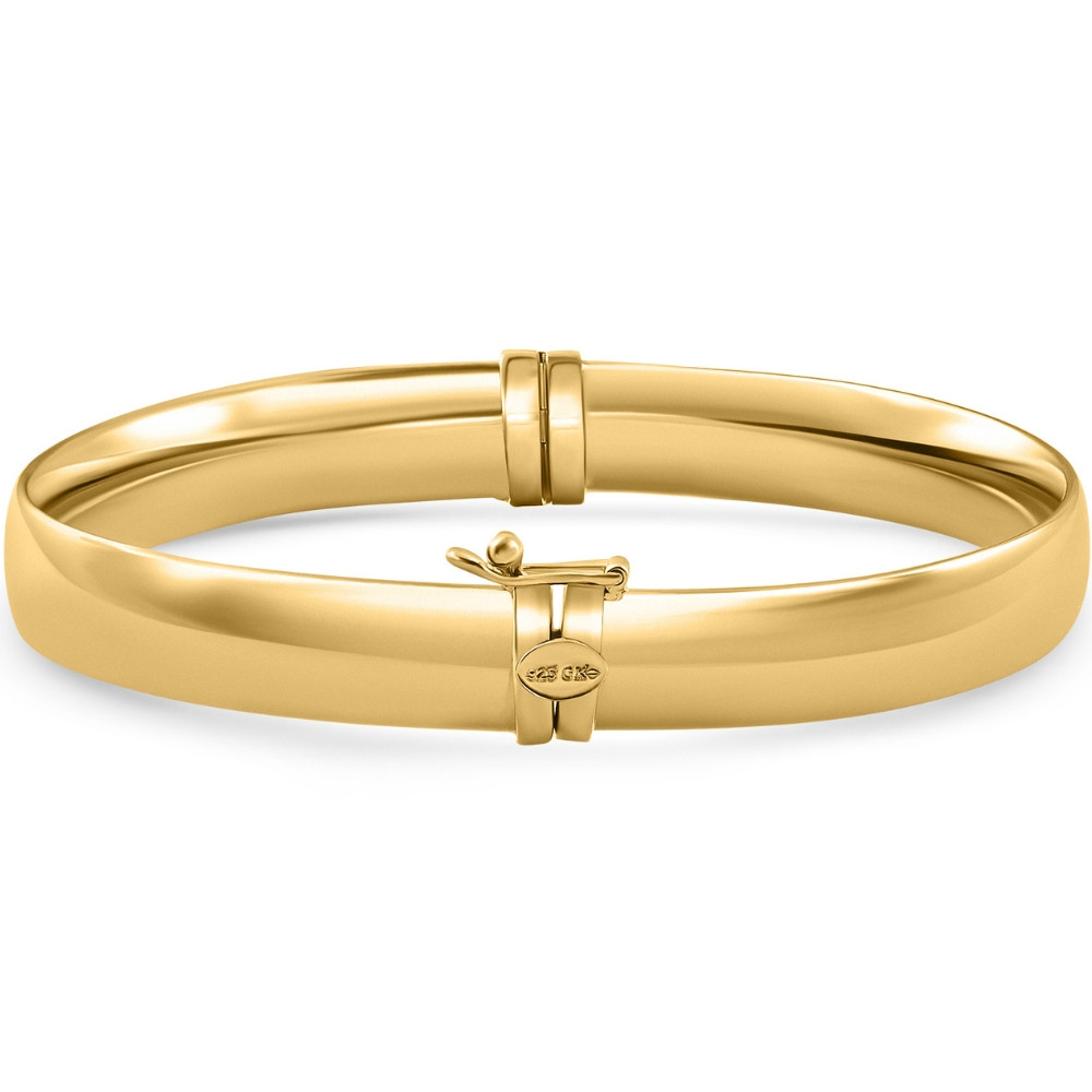 8mm Polished Bangle Bracelet 18k Yellow Gold Over Silver