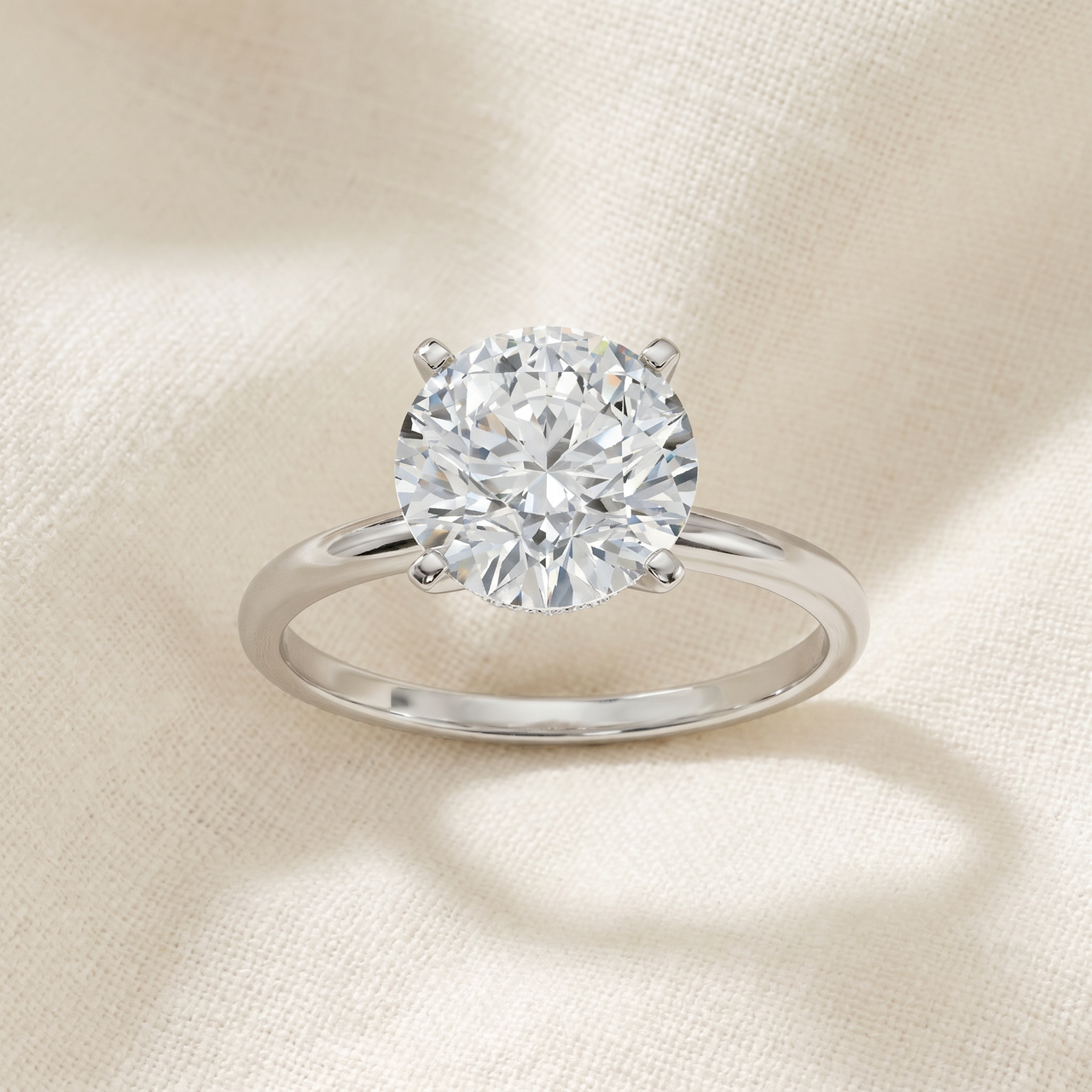 Certified 2 1/10Ct Hidden Halo Diamond Engagement Ring 14k Gold or Pt Lab Grown (E-F, VS)