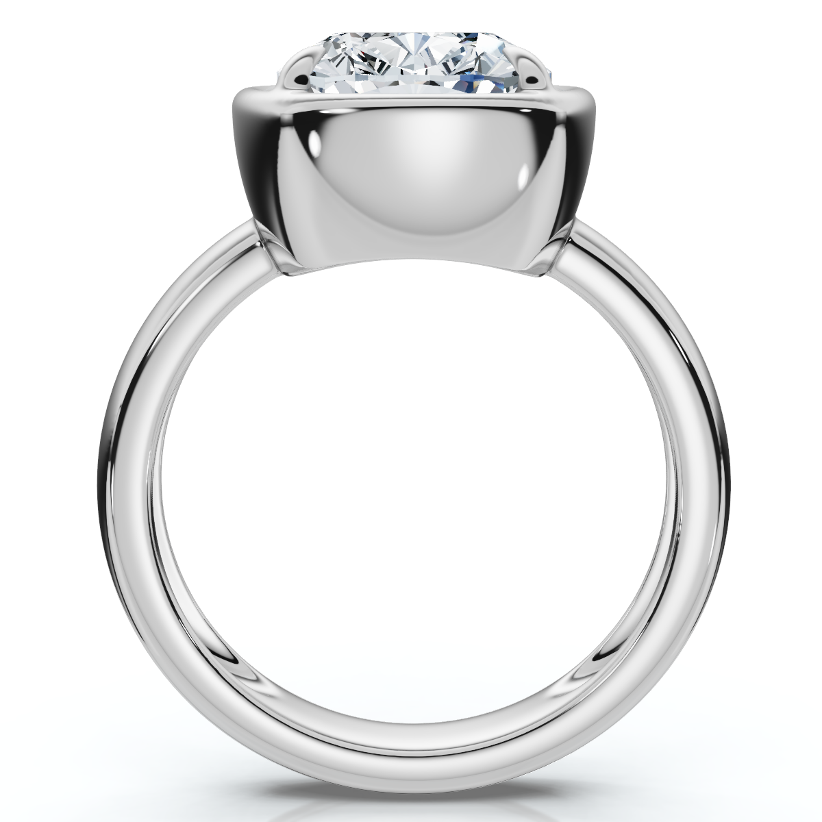 Certified 4Ct Cushion Diamond Bezel Prong Solitaire Engagement Ring Lab Grown (E-F, VS)