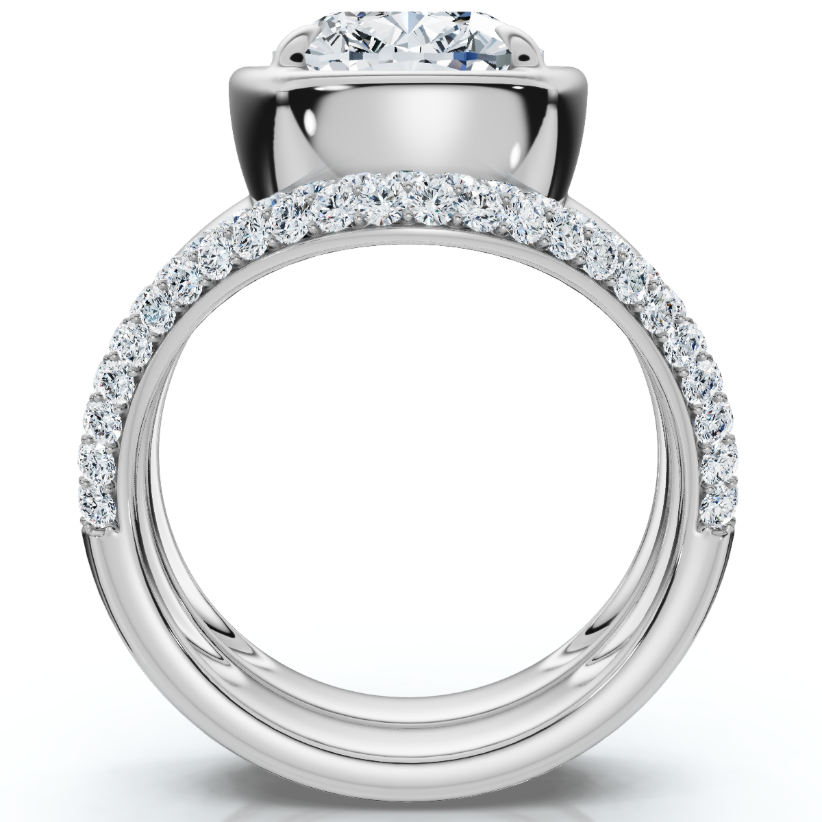 Certified 4 1/2Ct Cushion Pave Andrea Engagement Wedding Ring Set Gold Lab Grown (E-F, VS)