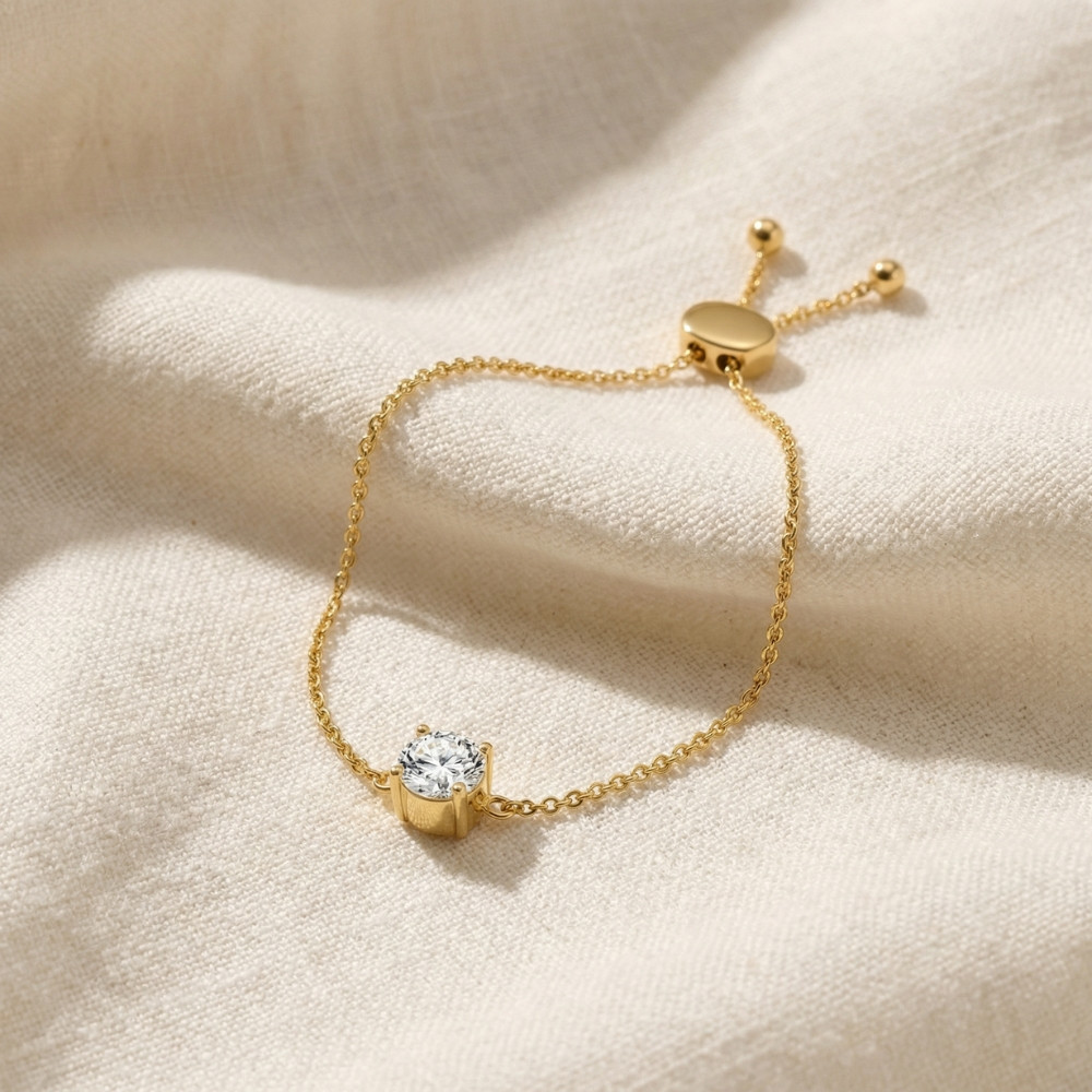 Certified 2Ct Diamond Solitaire Slider Bracelet 14k Gold Lab Grown (F-G, VS)