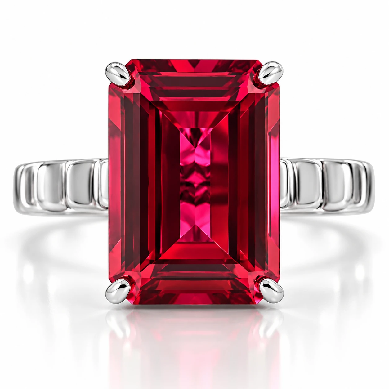 14x10mm Ruby Jasmine Ring 14k White Gold Lab Grown