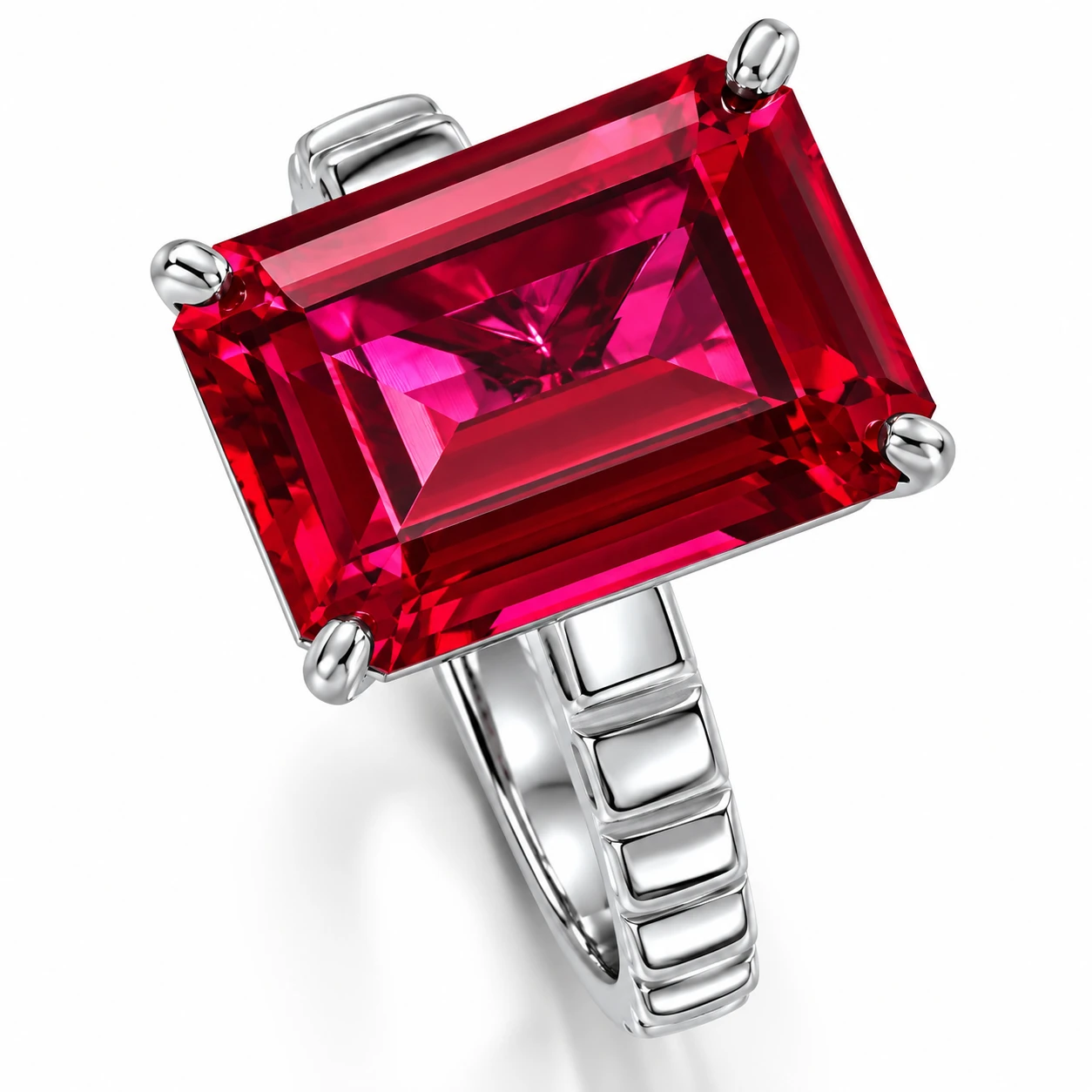 14x10mm Ruby Jasmine Ring 14k White Gold Lab Grown
