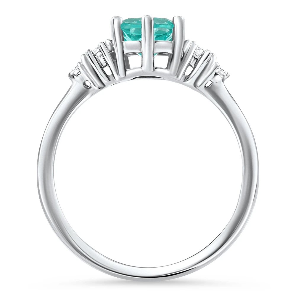 1Ct TW Paraiba & Diamond Ring 14k White Gold Lab Grown (E-F, VS)