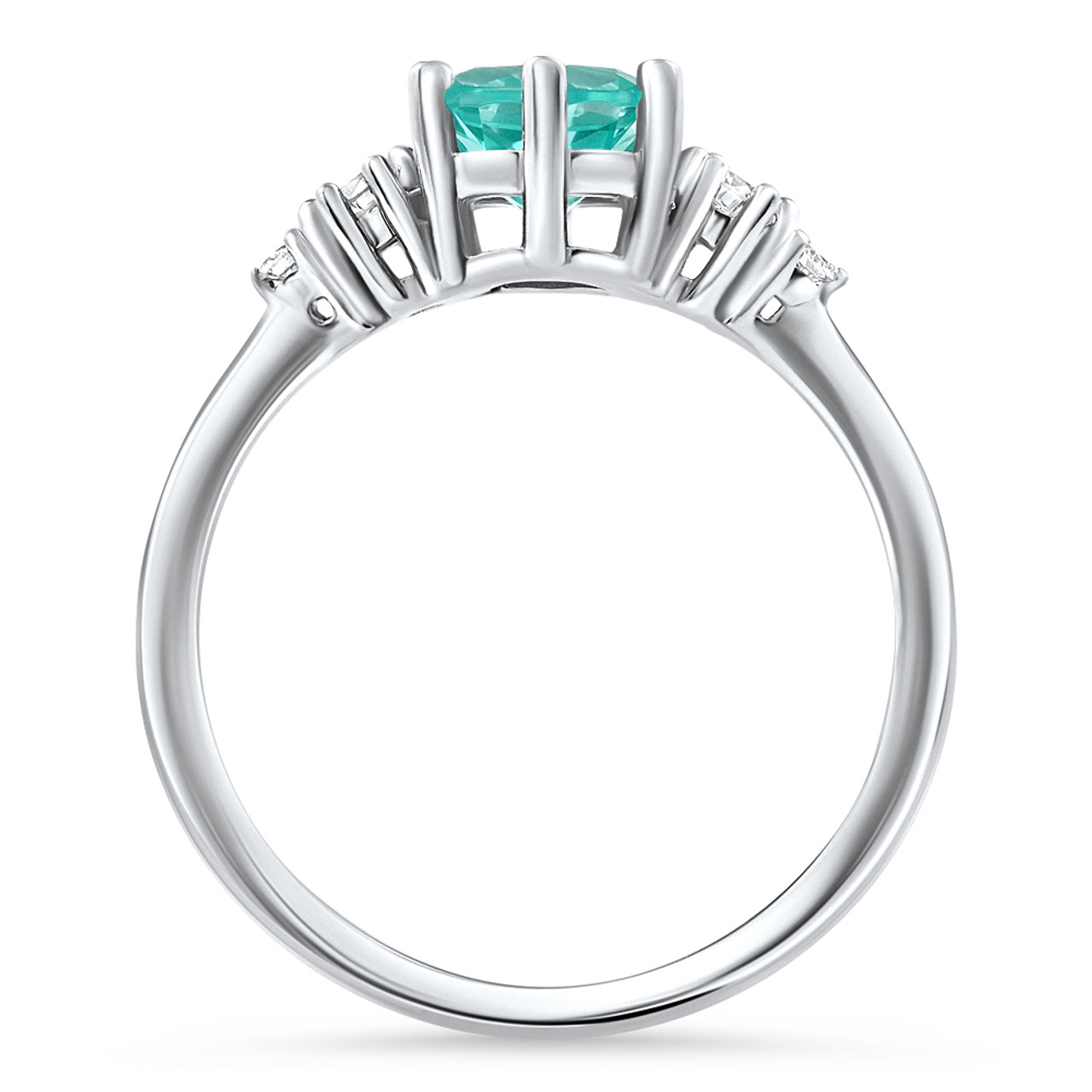 1Ct TW Paraiba & Diamond Ring 14k White Gold Lab Grown (E-F, VS) 1Ct TW Paraiba & Diamond Ring 14k White Gold Lab Grown (E-F, VS)