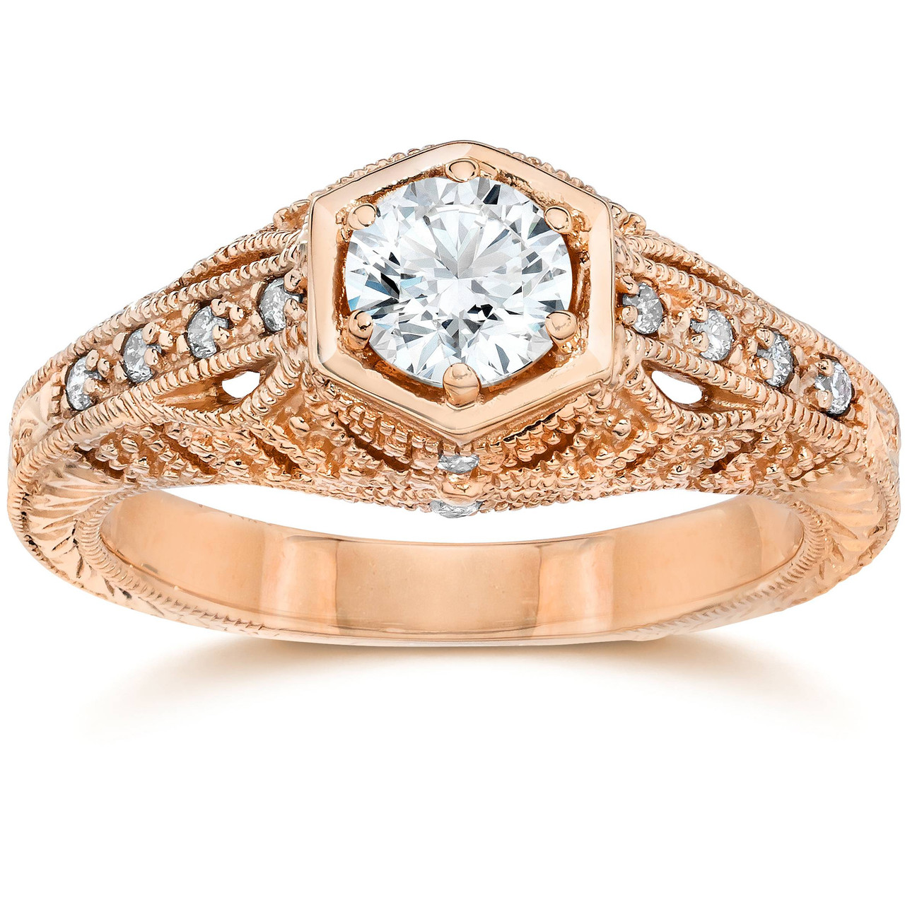 Emery .70Ct Vintage Diamond Antique Engagement 14K Rose Gold (H-I, I1) Emery .70Ct Vintage Diamond Antique Engagement 14K Rose Gold (H-I, I1)