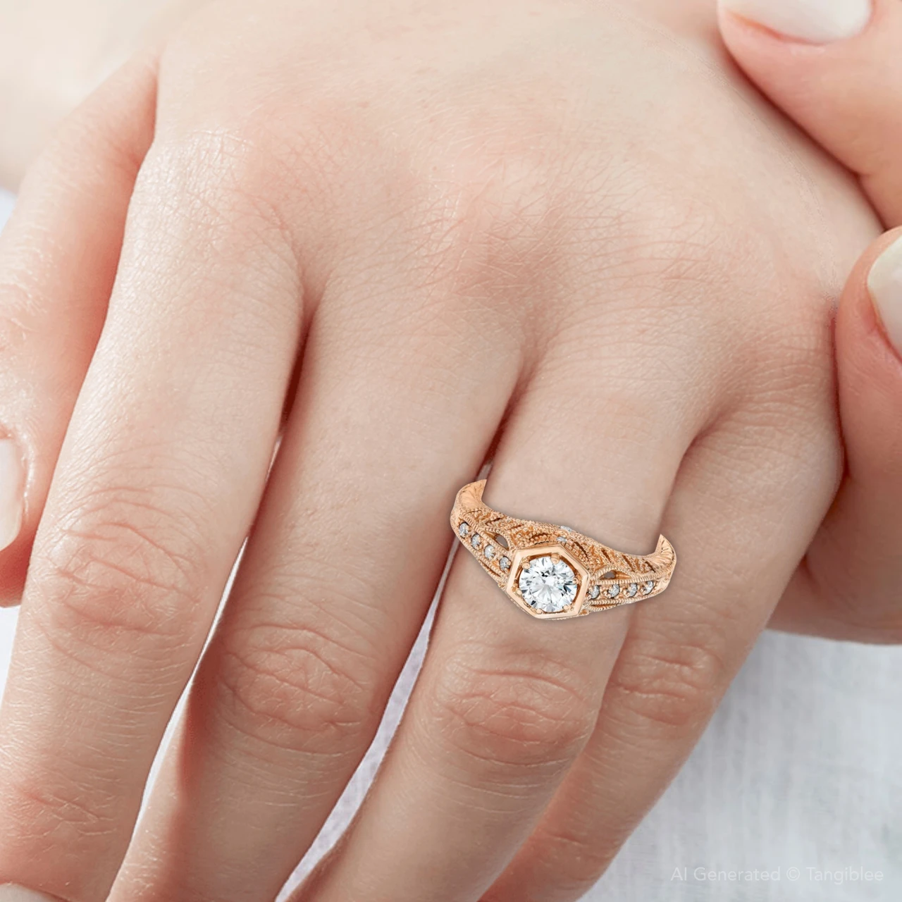 Emery .70Ct Vintage Diamond Antique Engagement 14K Rose Gold (H-I, I1)
