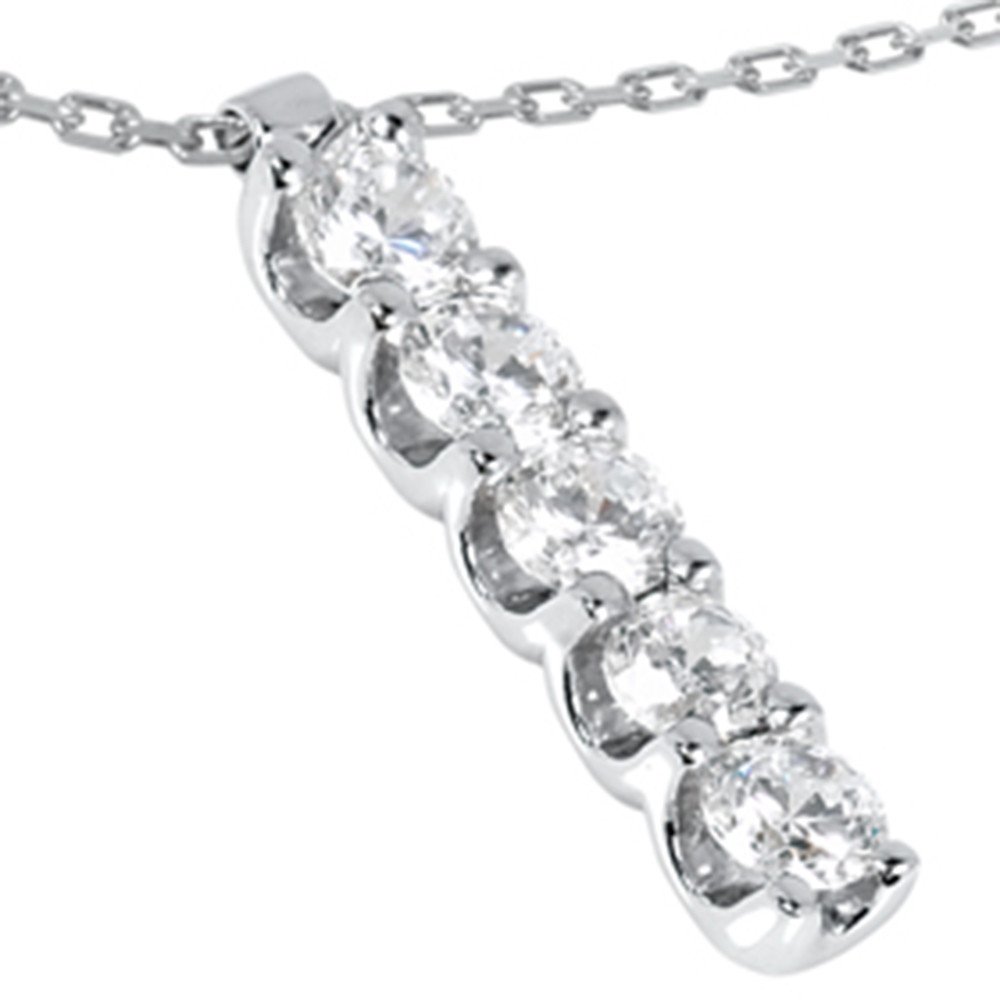 14K White Gold 1 1/4ct Journey Genuine Diamond Pendant (H-I, I1)