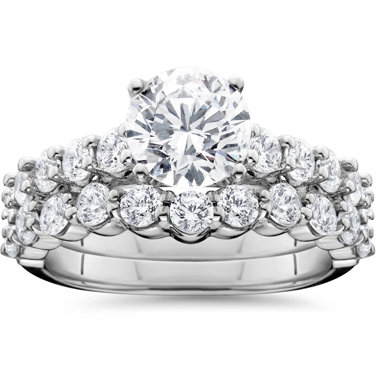 2 1/15ct Diamond Engagement Ring With Matching Wedding Band 14K White Gold (I-J, I1)